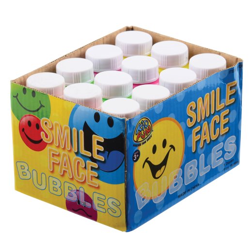 Smile Face Mini Bubbles – Outdoor Play & Classroom Celebrations – 2 fl oz – Set of 12