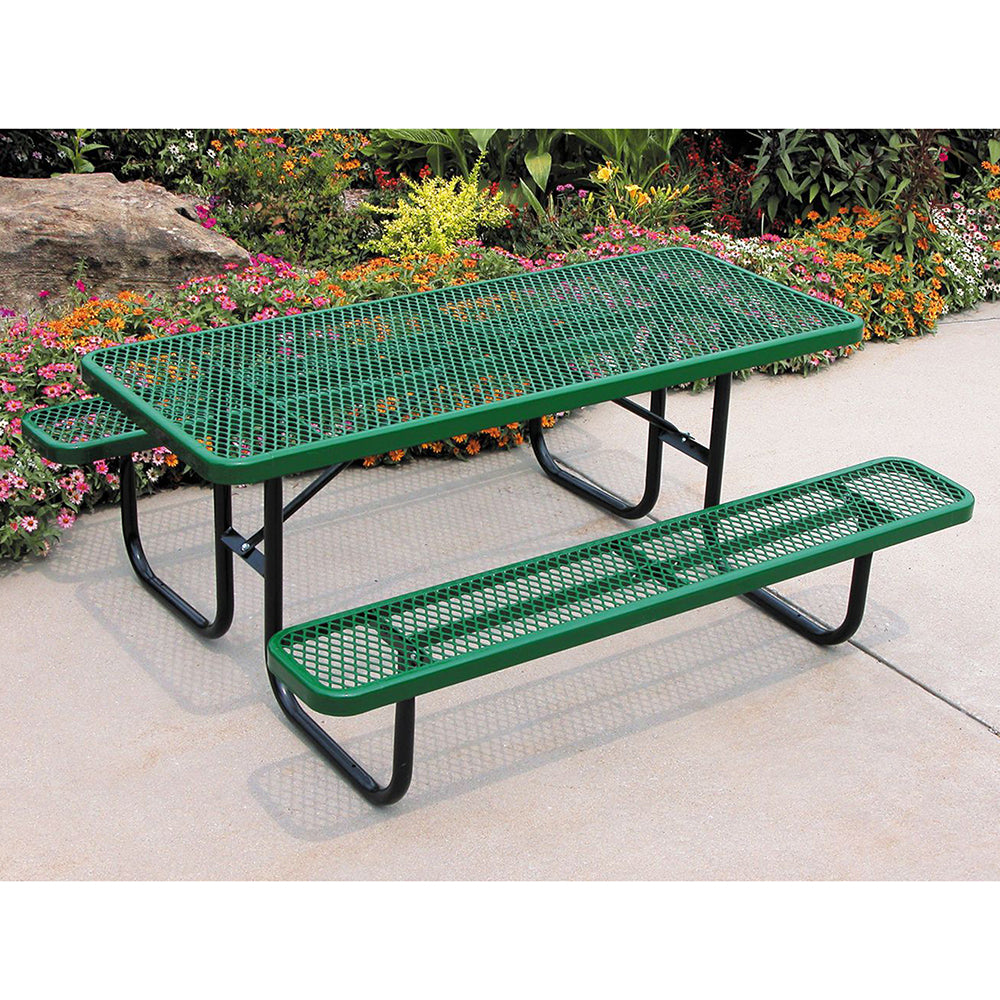 Heavy Duty Green Rectangular Picnic Table 8' Diamond