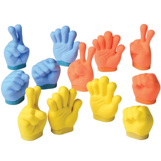 Hand-Shaped Pencil Sharpener & Eraser Set – Assorted Colors – 2¼" – Set of 12