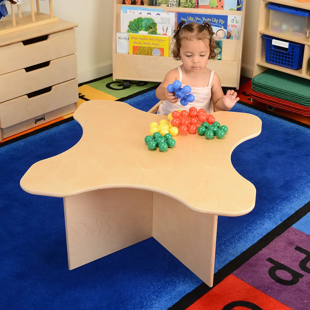 15" H Wood Classroom Activity Table Pictured in Classroom with Child