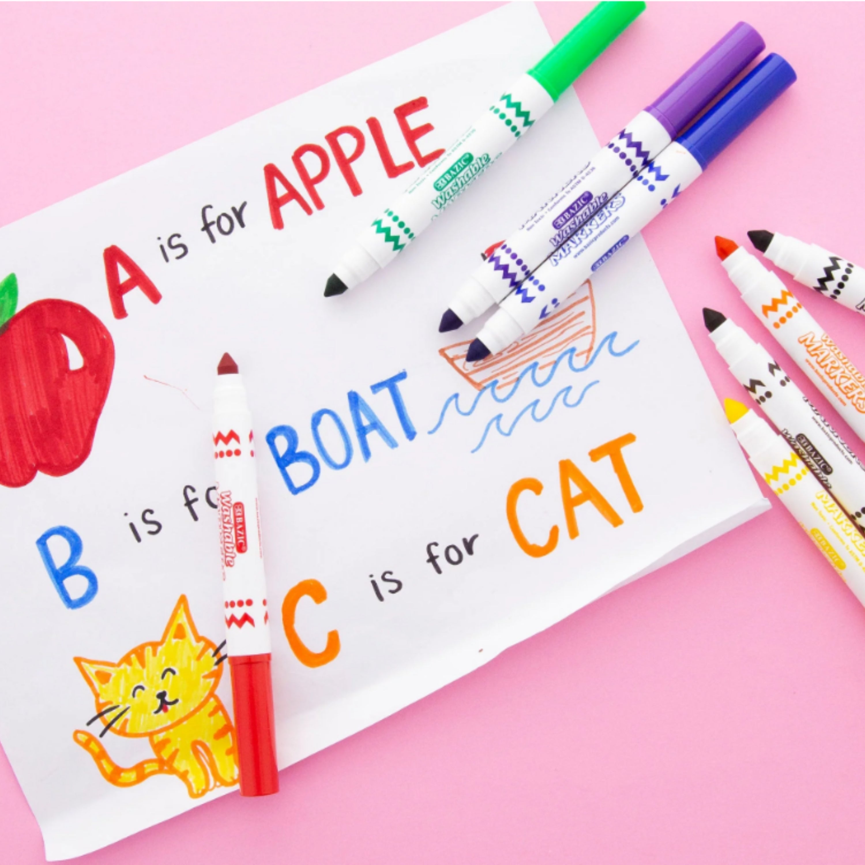 8 Colors Broad Line Jumbo Washable Markers