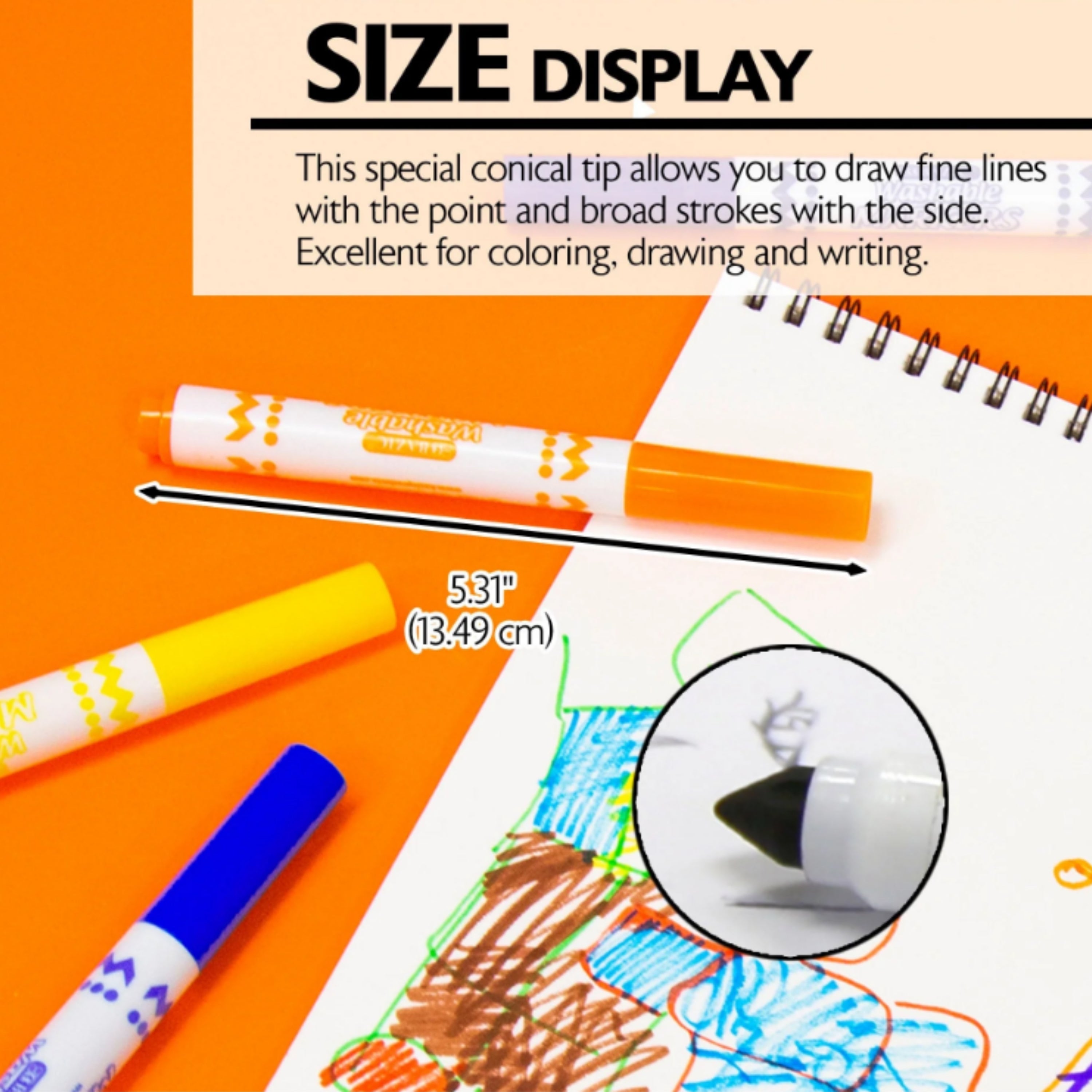 8 Colors Broad Line Jumbo Washable Markers