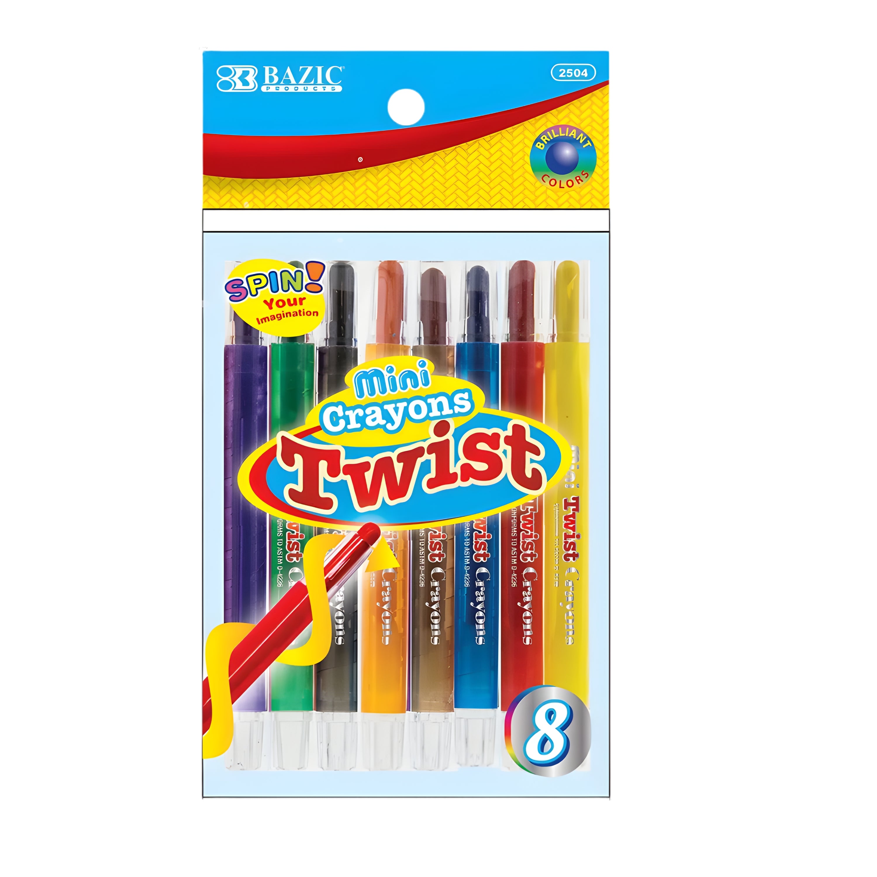8-Color Mini Twist-Up Crayons for Kids