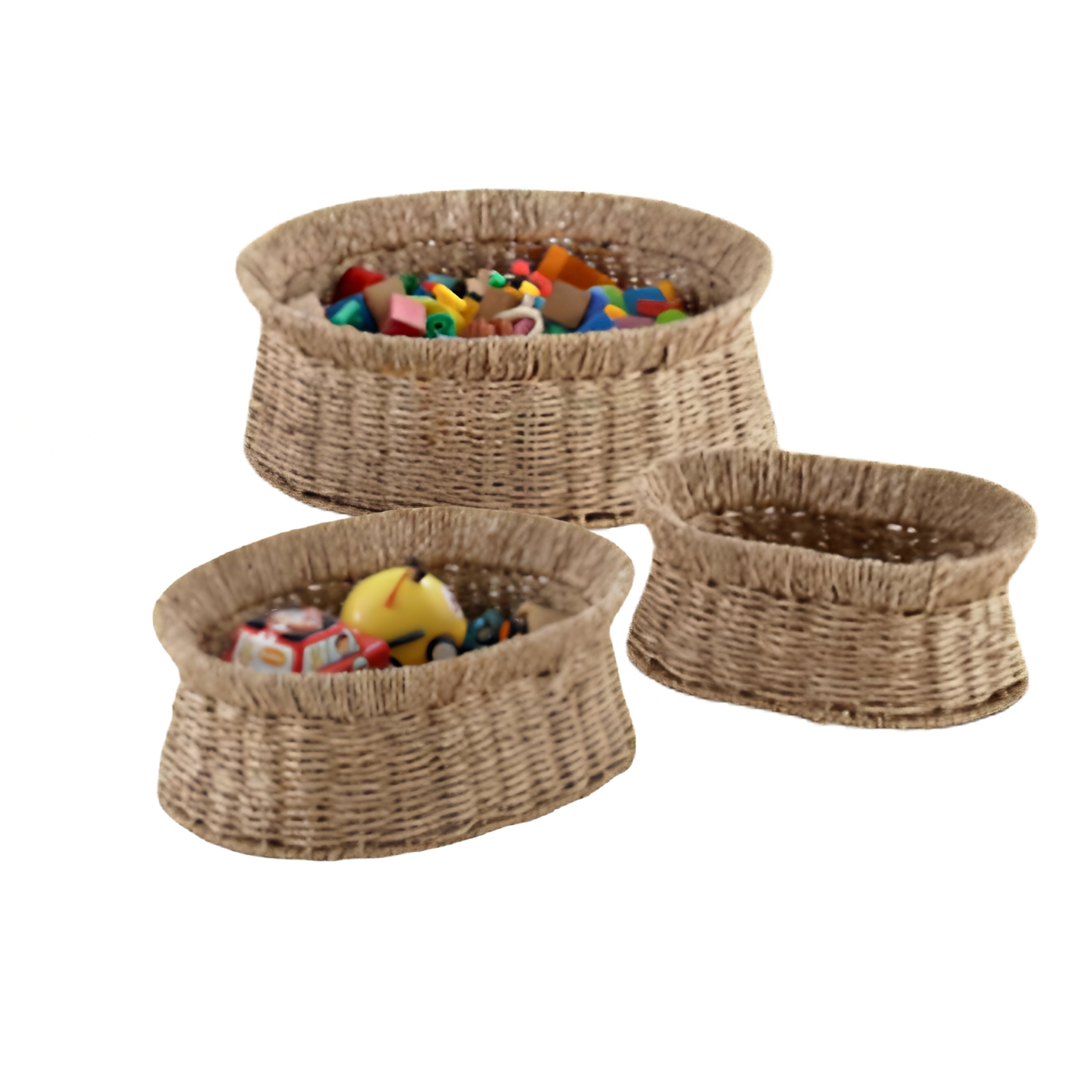 Seagrass Oval Storage Baskets, Set of 3