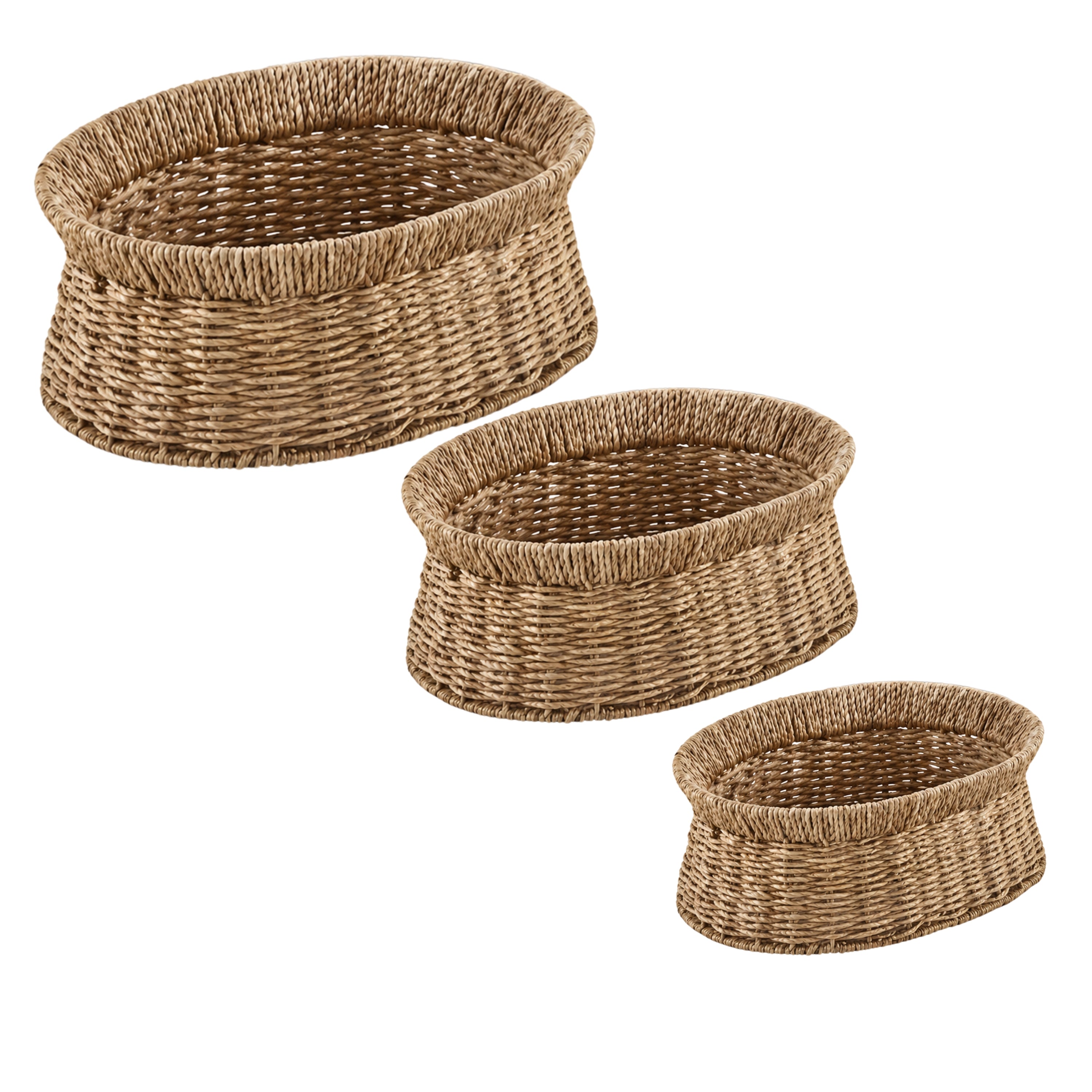 Seagrass Oval Storage Baskets, Set of 3