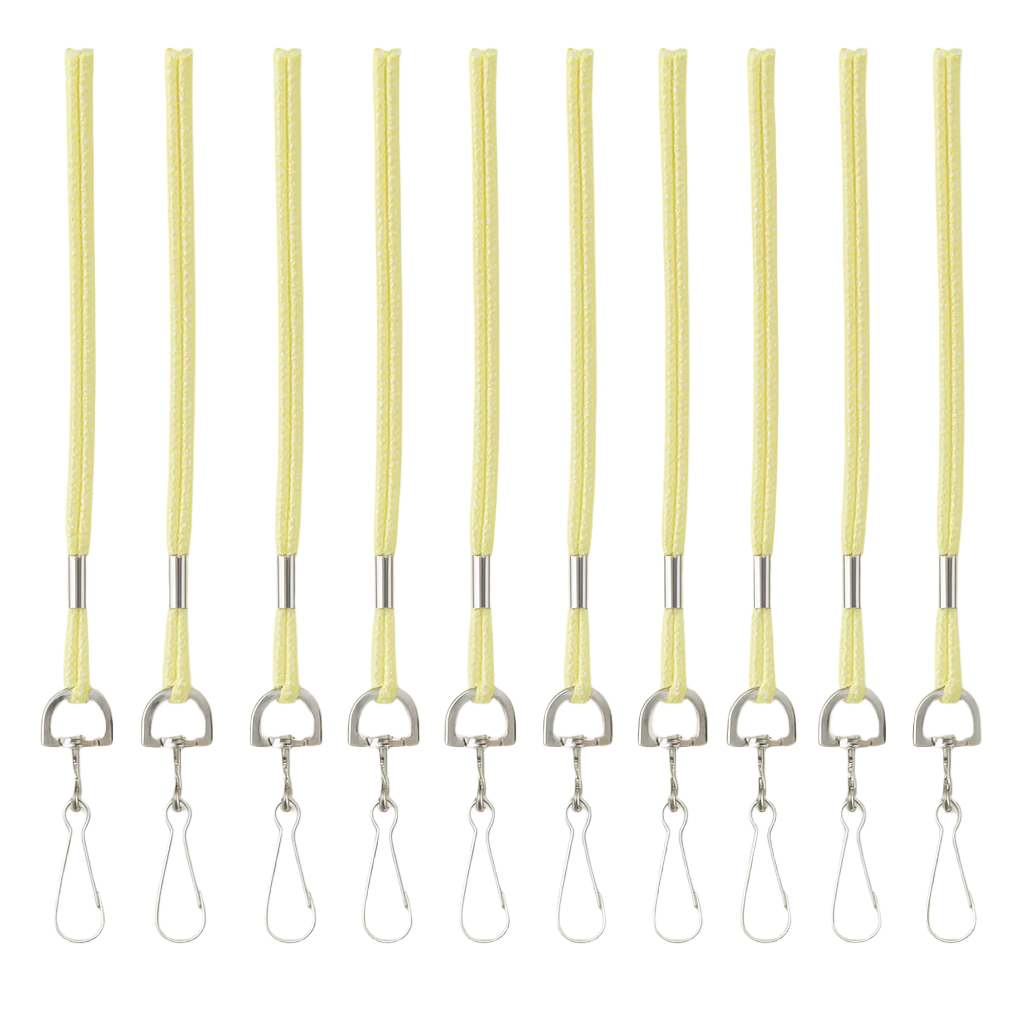 Set of 10 Yellow Nylon Lanyards with Swivel Clip – 36” Long