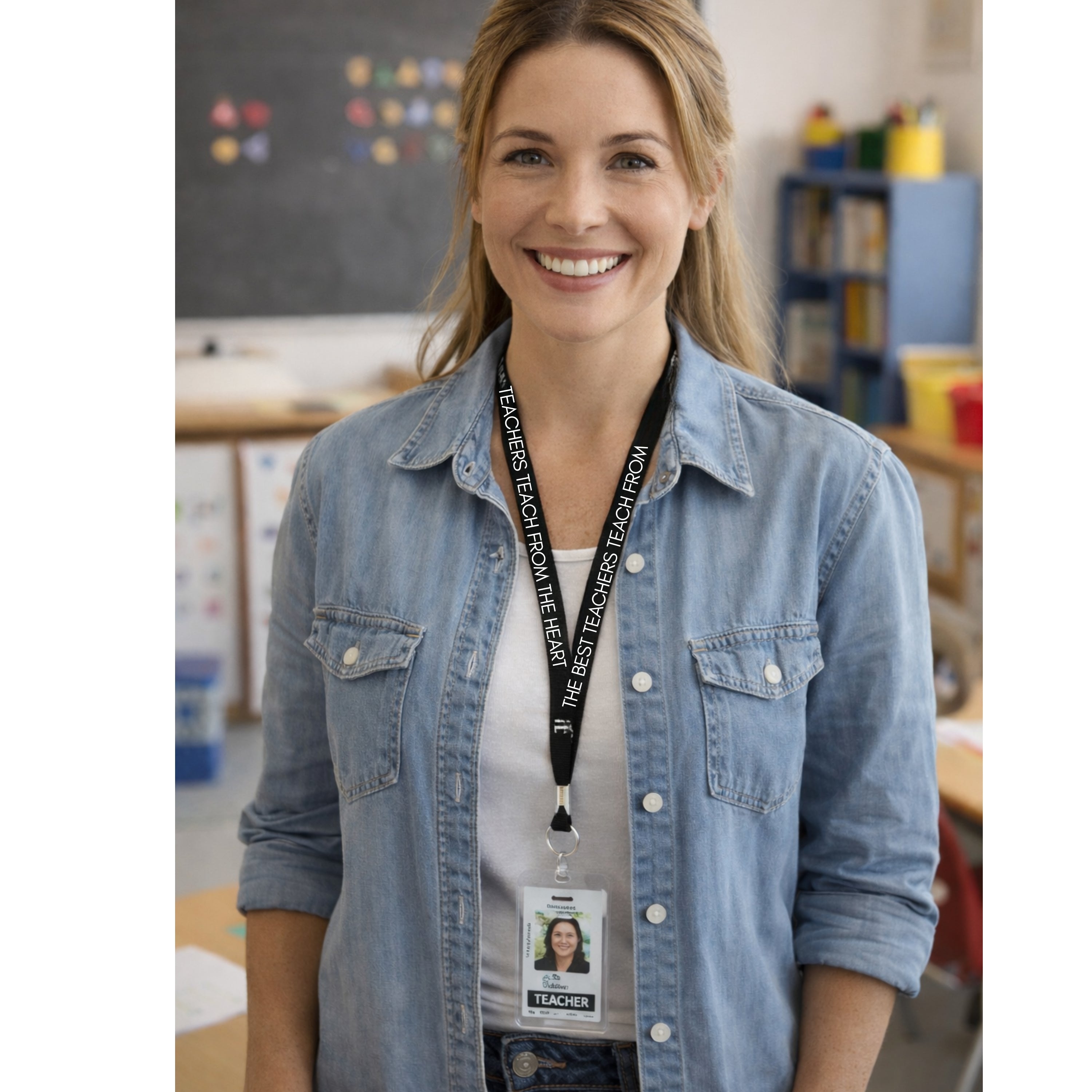 Teach From the Heart Premium Flat Lanyard, 5/8"