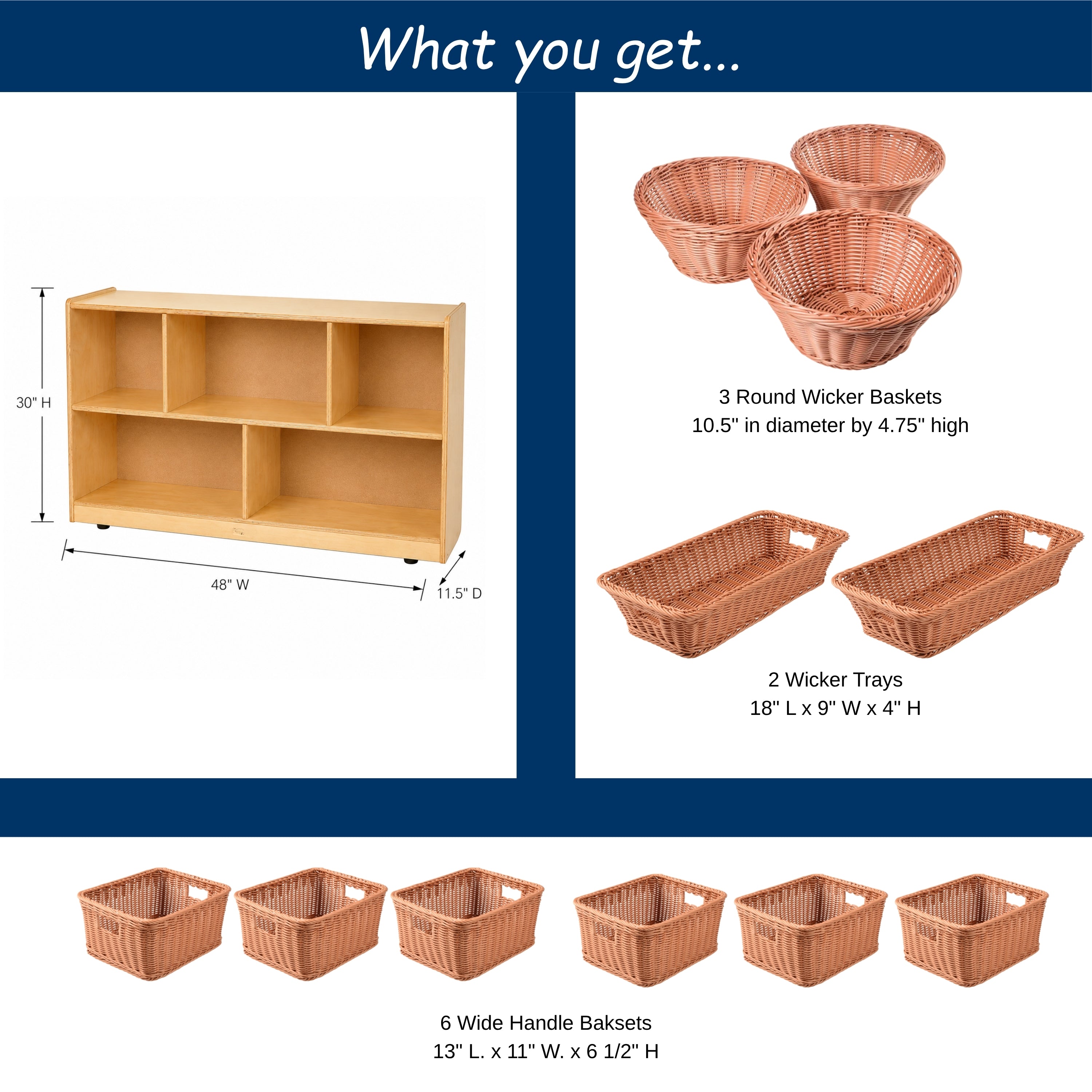 Birch 2-Level Standard Storage with Woven/Wicker Baskets