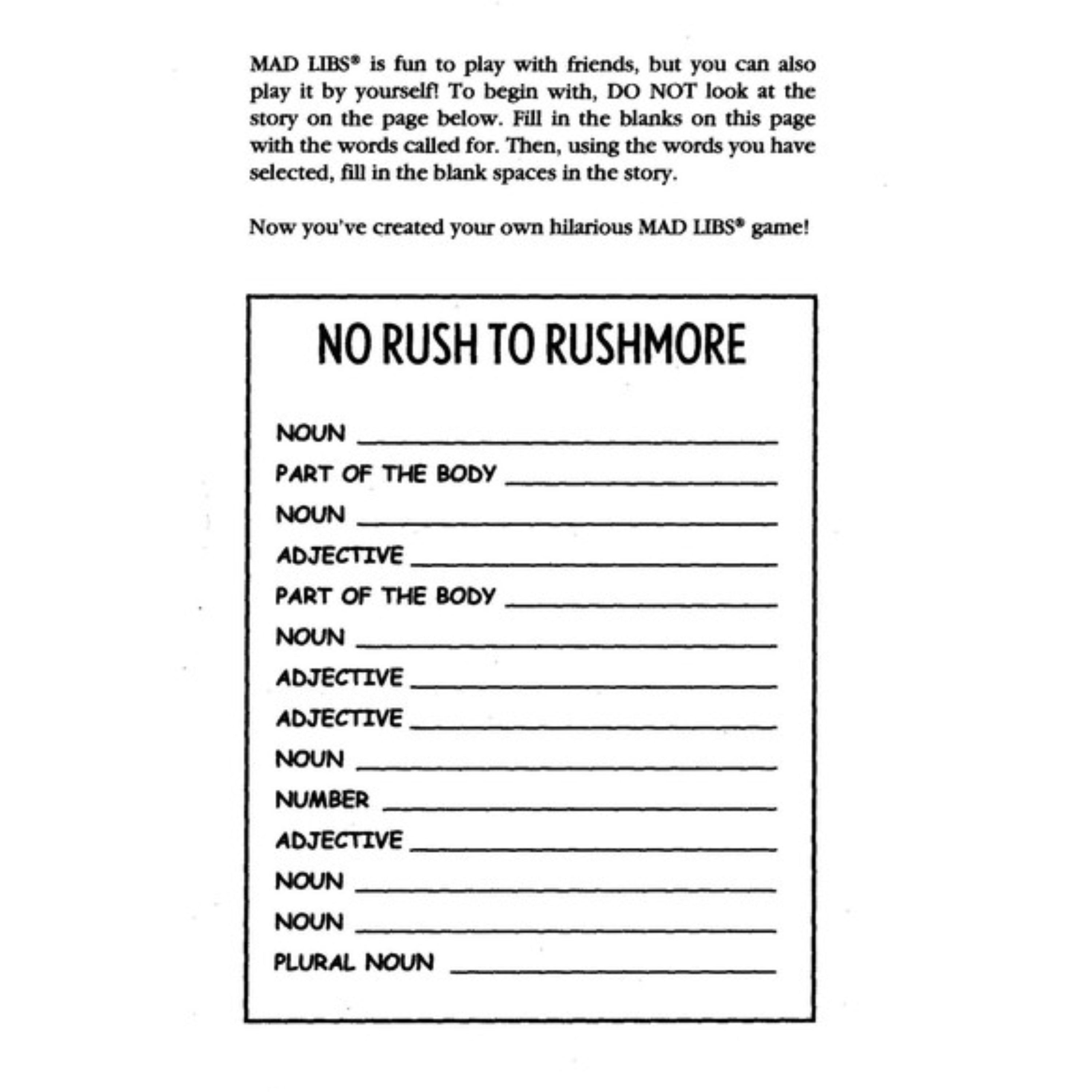 Family Tree Mad Libs Word Game for Kids