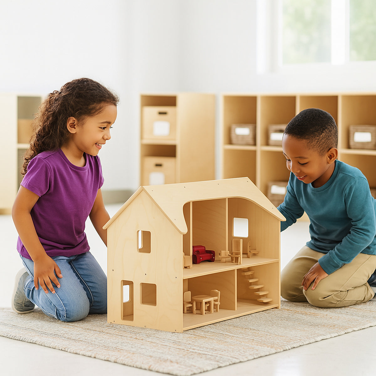 Sturdy Dollhouse Baltic Birch Construction Open Back Ages