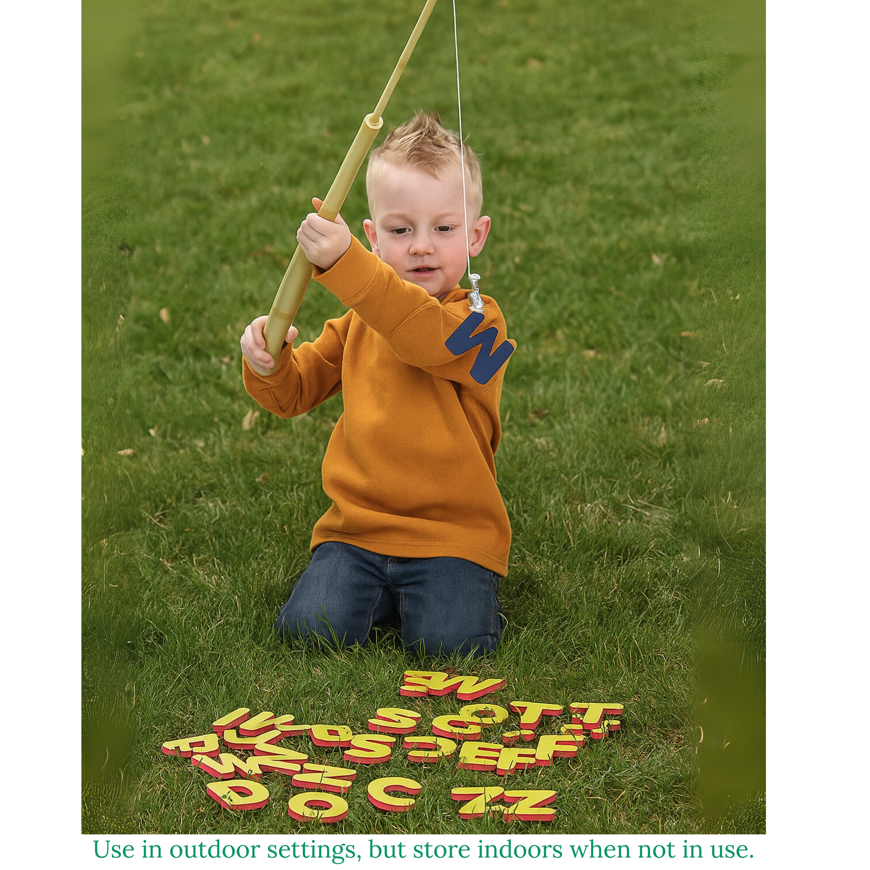 A-B-C Magnetic Fishing Learning Set | 4 Bamboo Poles & 104 Foam Alphabet Letters
