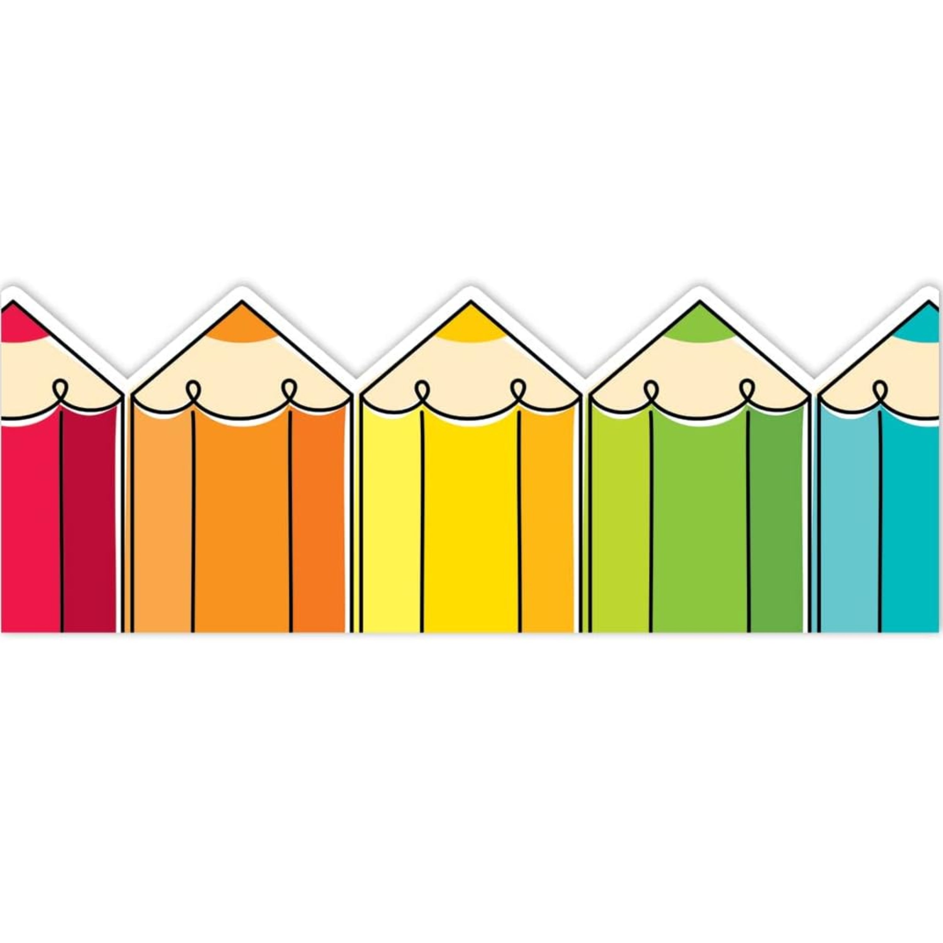 Colorful Doodle Pencil Classroom Border Trim – Set of 12