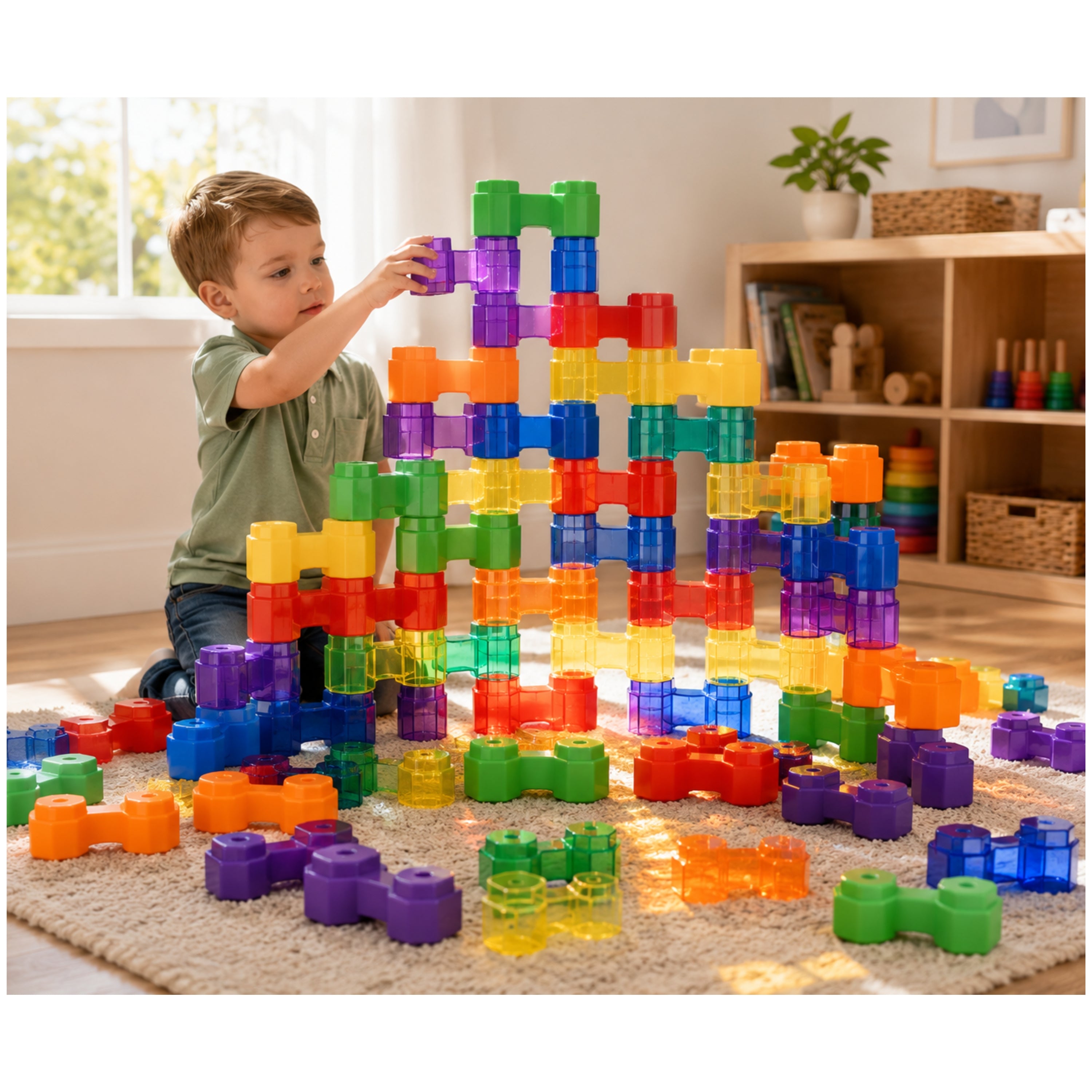 Double Octagon Translucent & Solid Jumbo Building Blocks