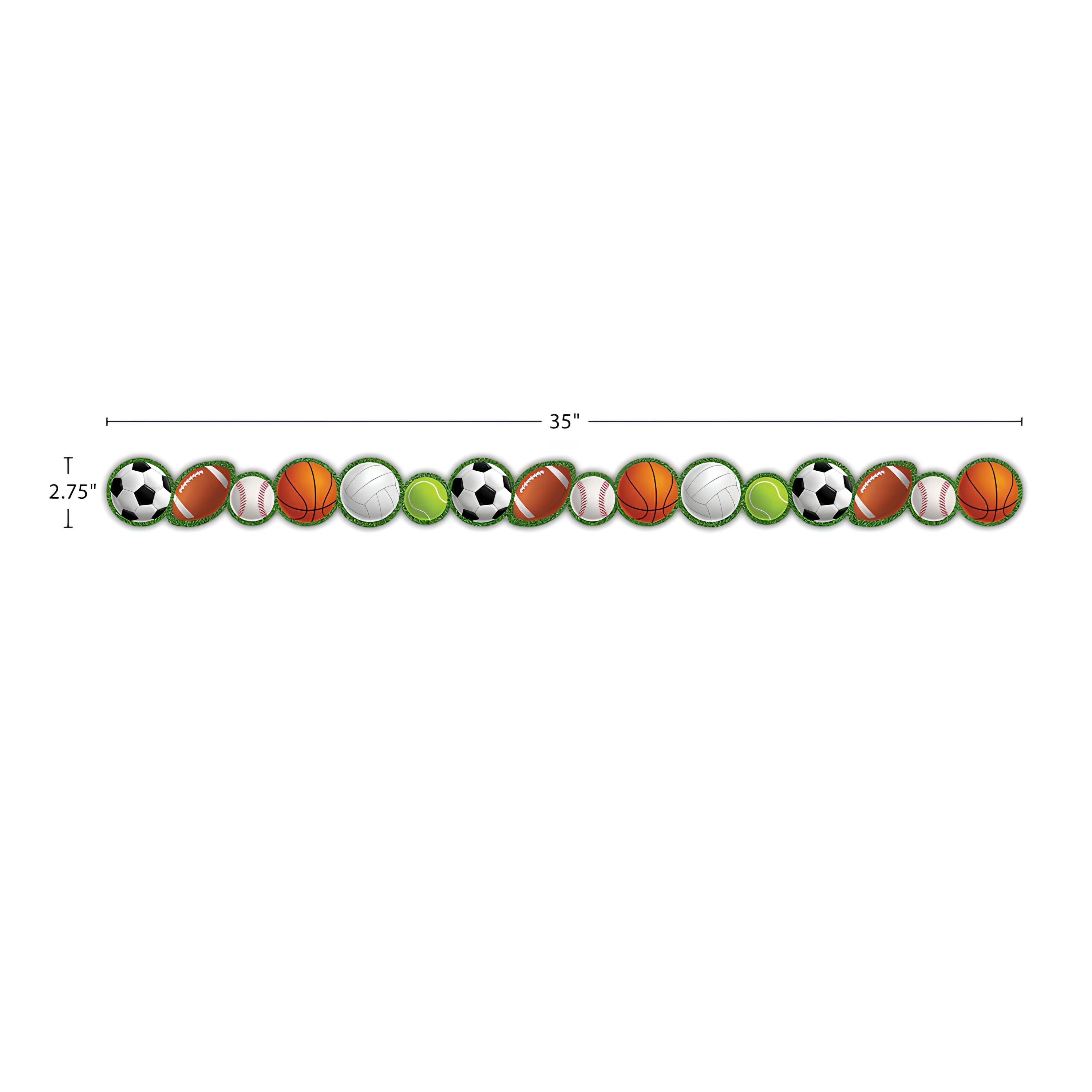Sports Die-Cut Bulletin Board Border Trim, 12-Pack