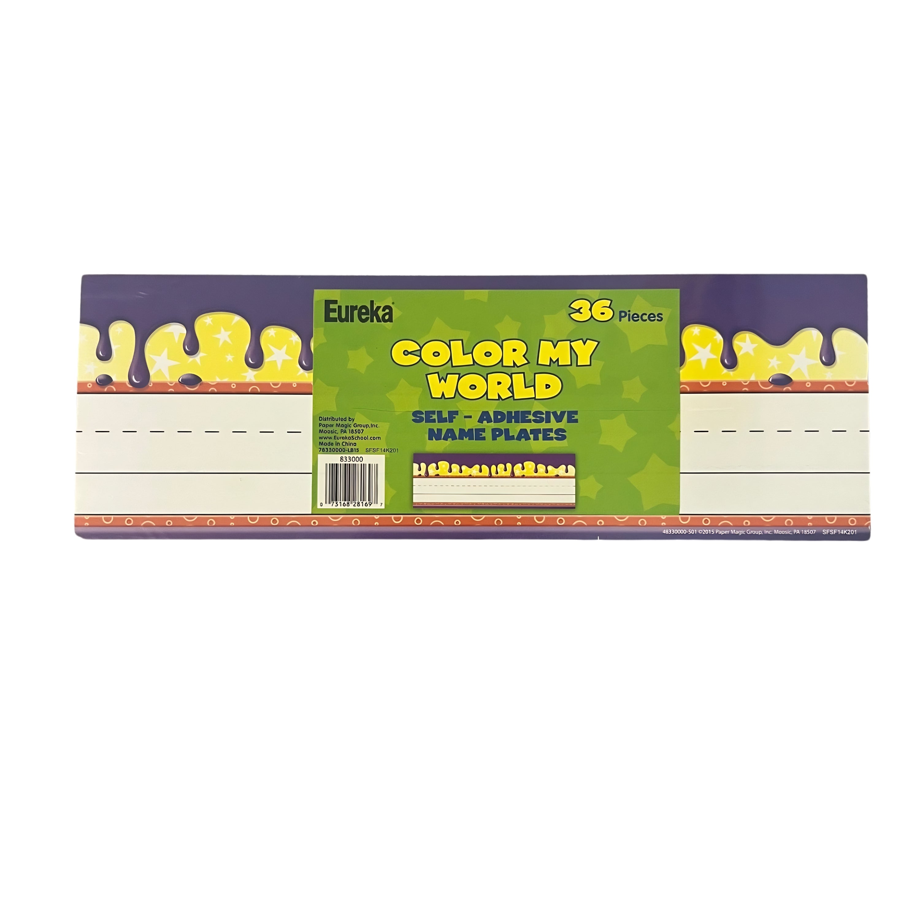 Color My World Self Adhesive Name Plate - Paint Drips