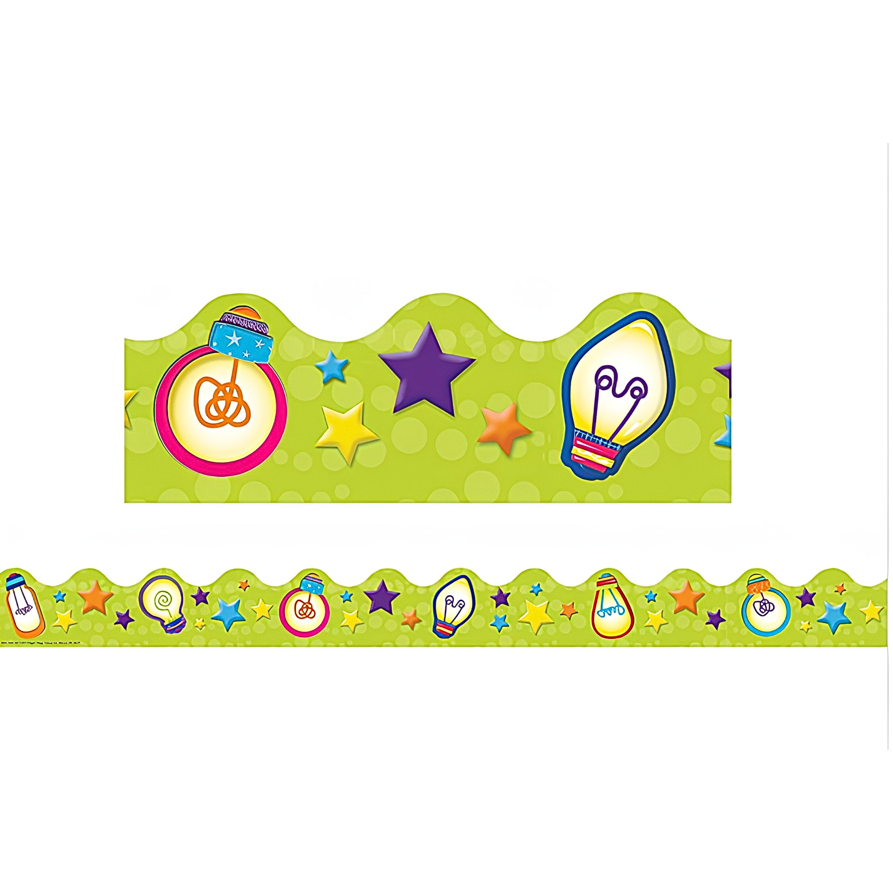 Eureka Color My World Light Bulb Scalloped Bulletin Board Deco Trim Border, 12-Pack