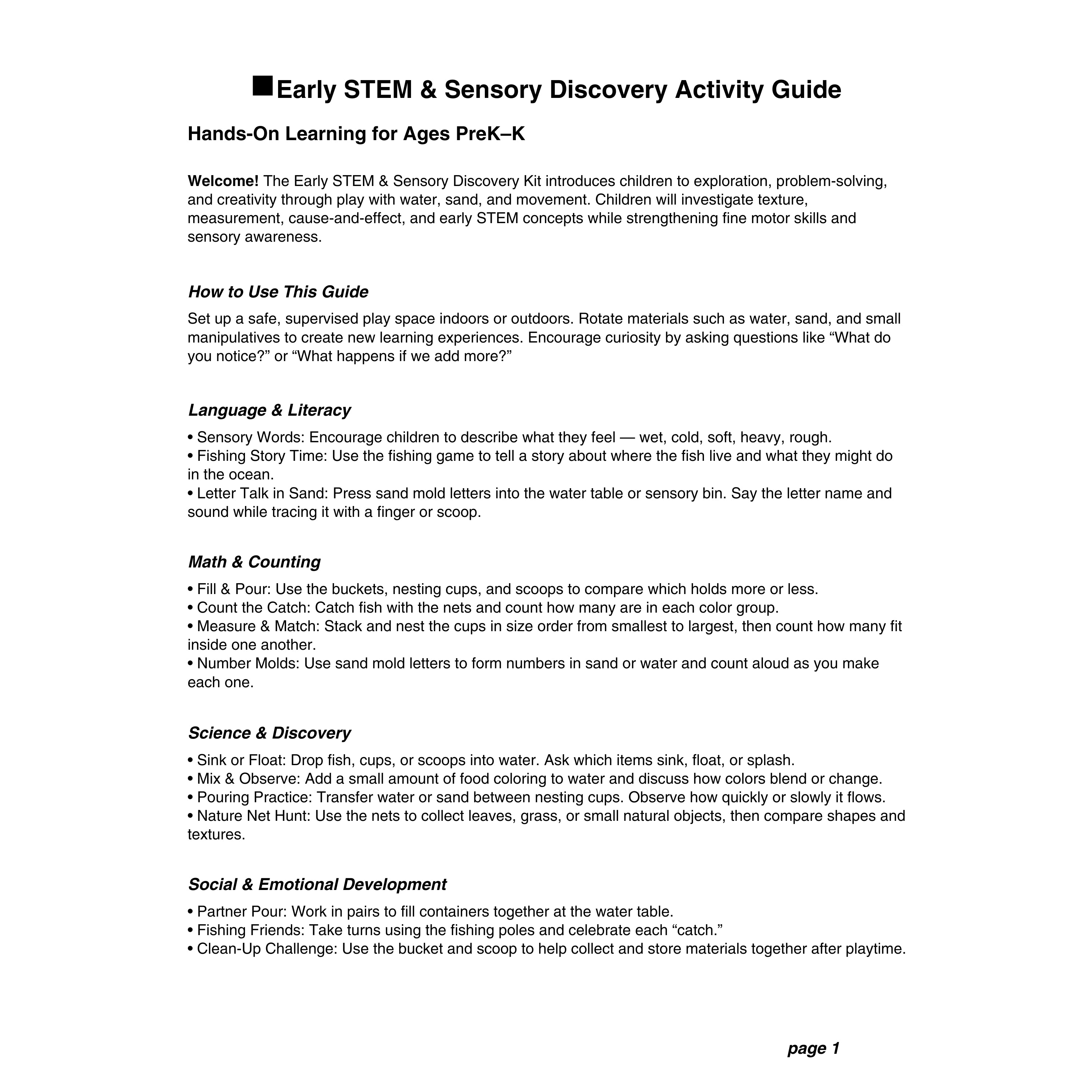 Early STEM & Sensory Discovery Bundle