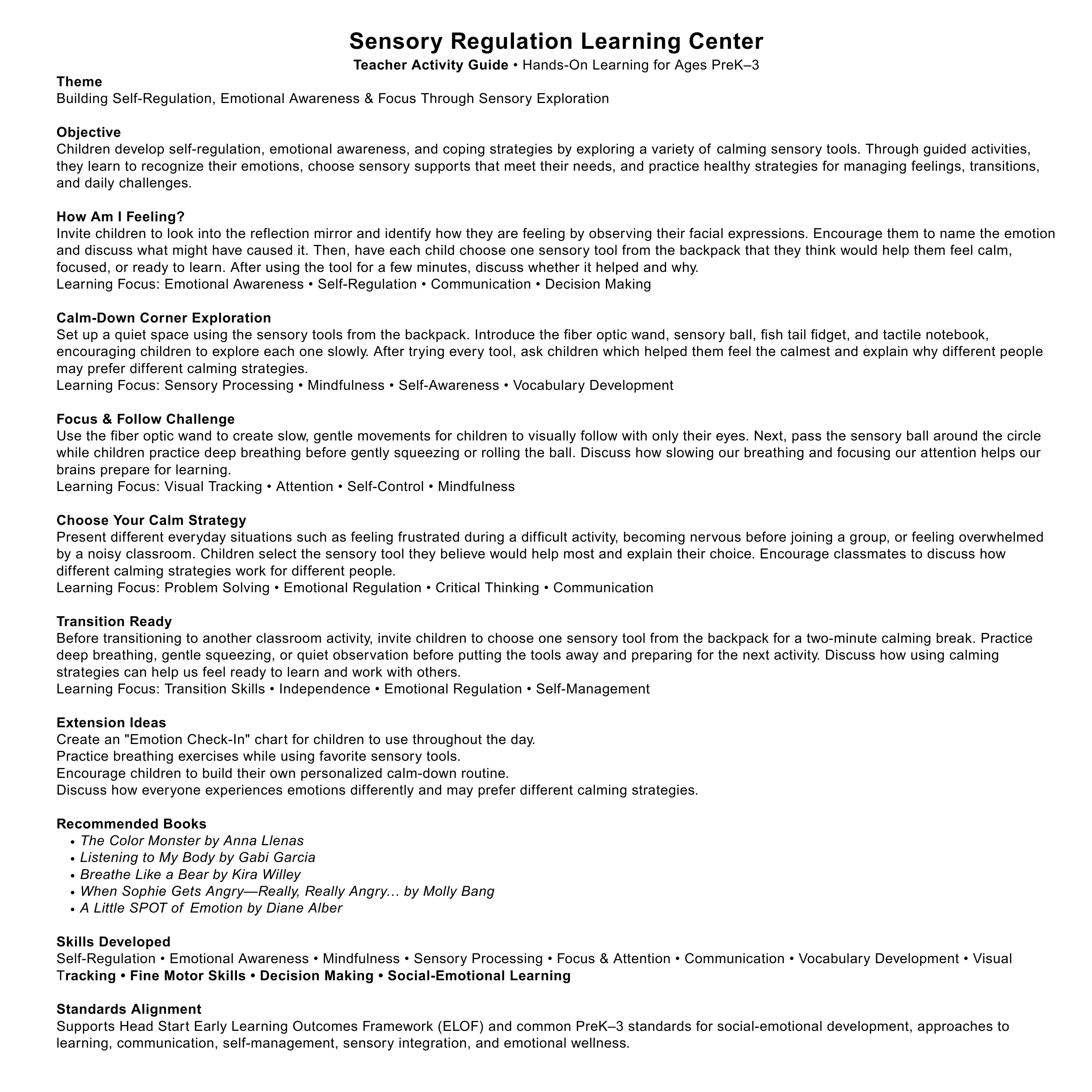 Sensory Regulation Learning Center with Backpack