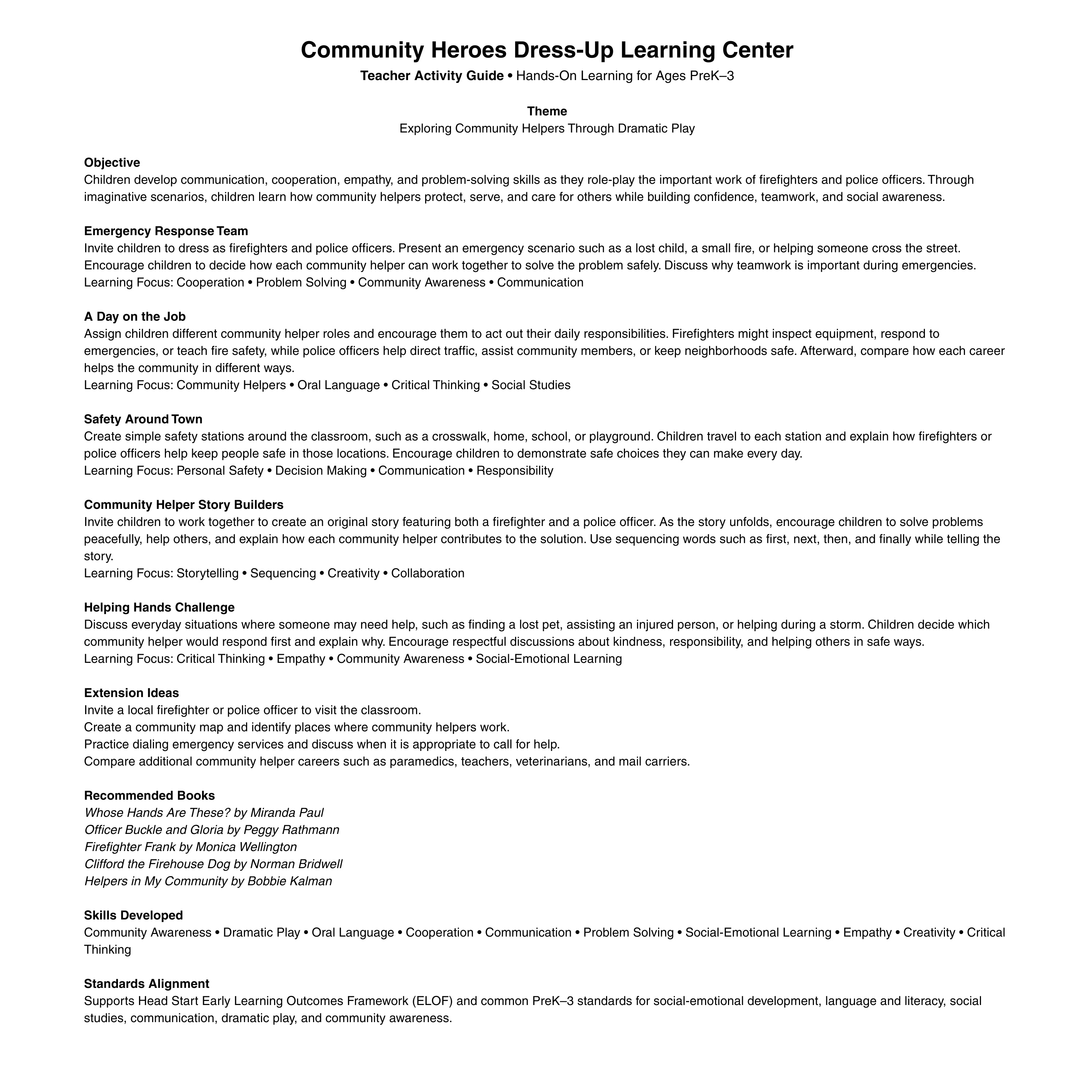 Community Heroes Dress-Up Learning Center