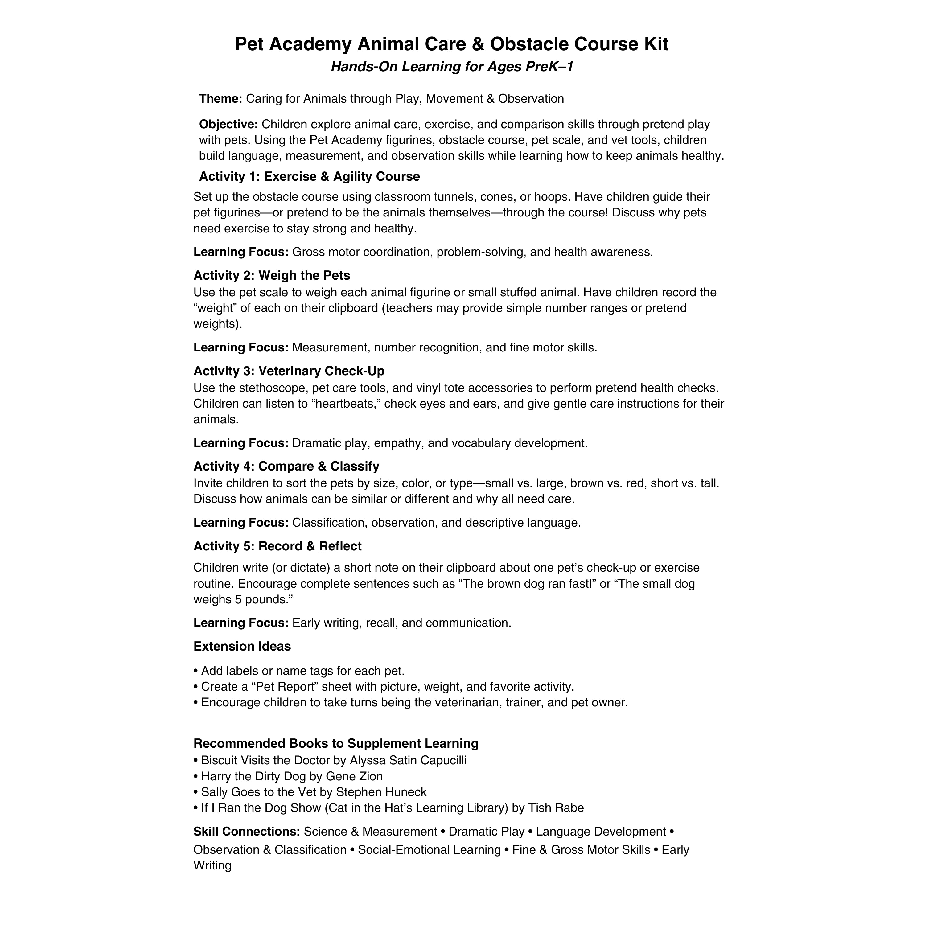 Pet Care Learning Kit | Role Play for Language, STEM & Social-Emotional Development