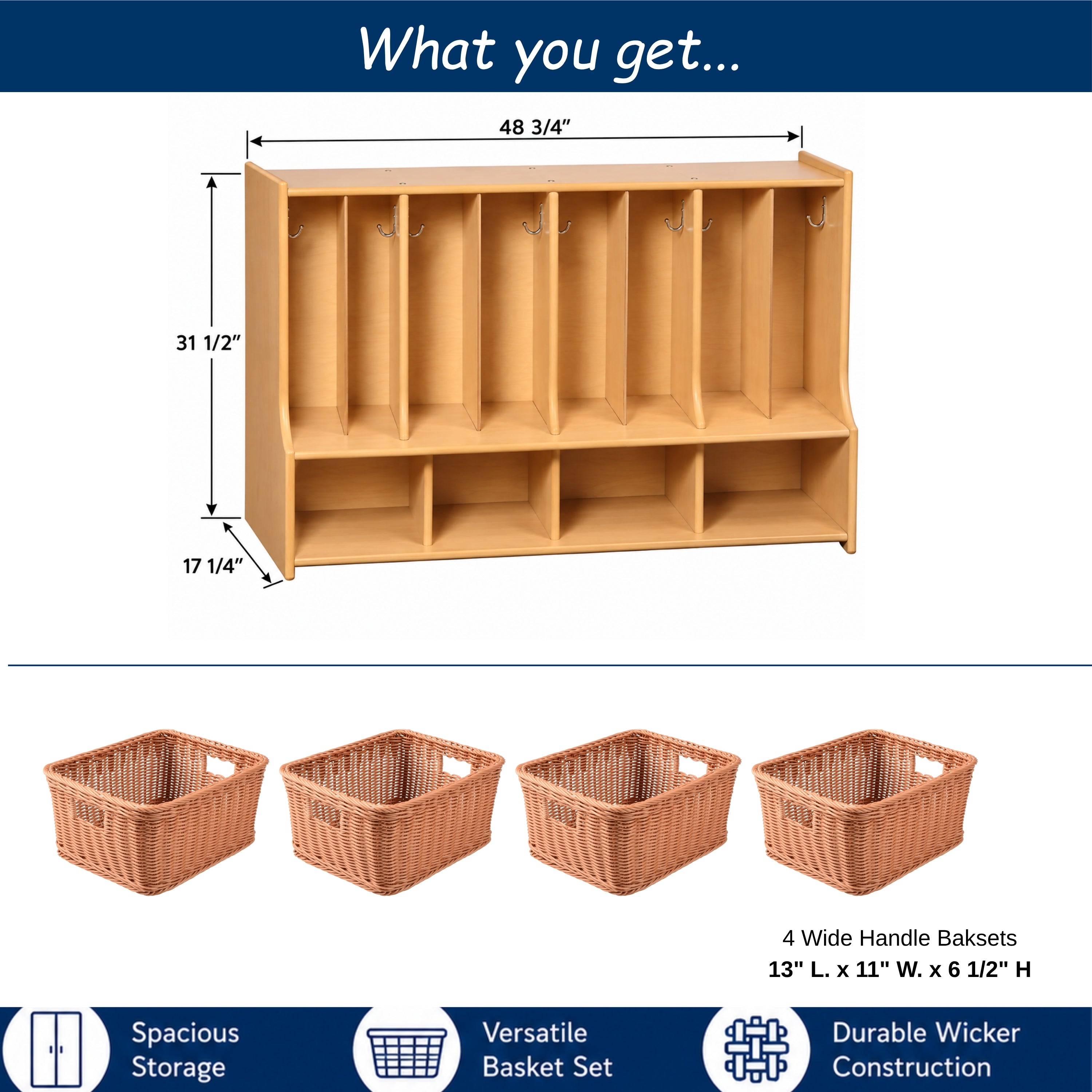 Toddler Locker & Woven Basket Storage Center