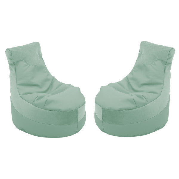 Microfiber and Faux Leather Bean Bag Chair, 2-Pack - Aloe