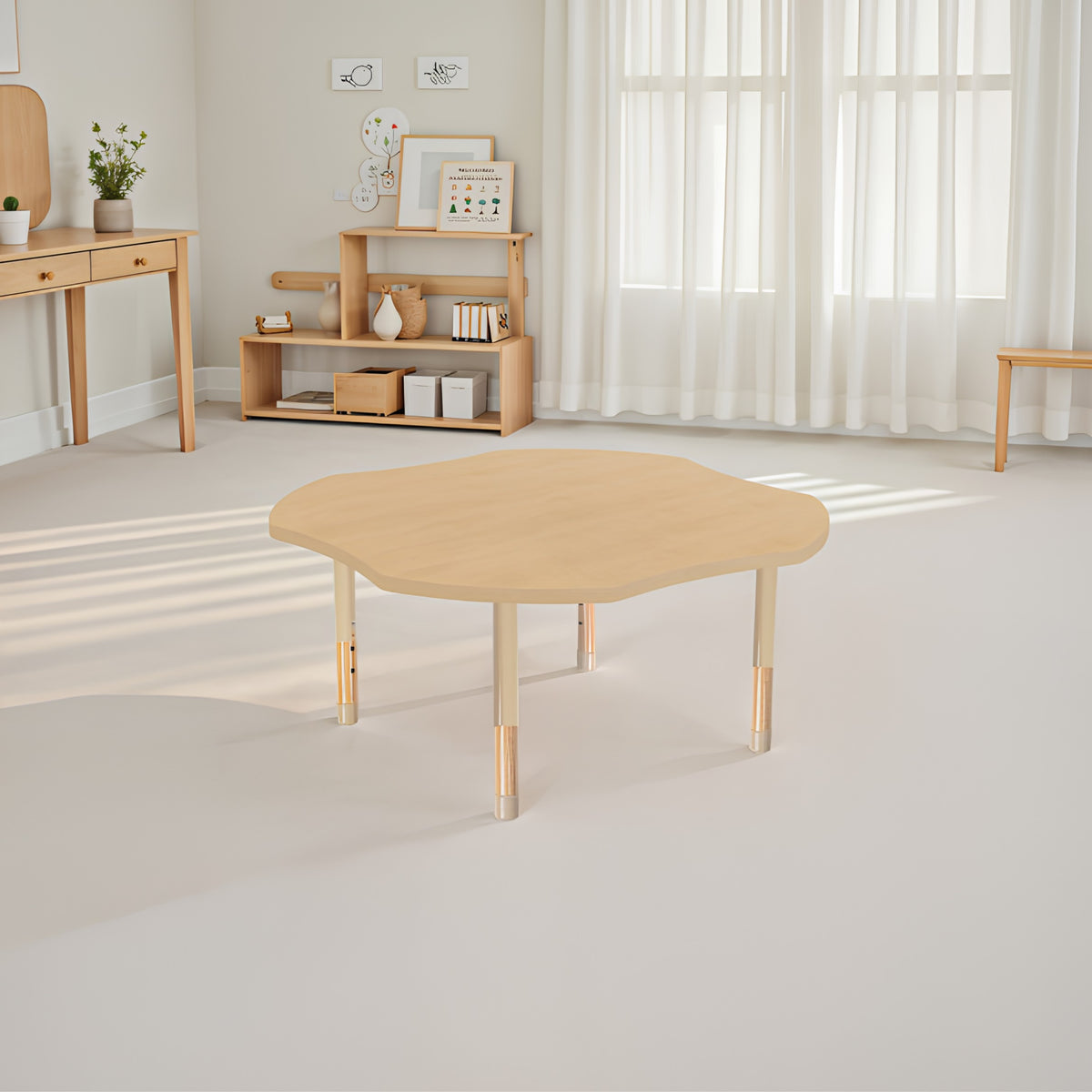 48" Clover Activity Table with Adjustable Wood Legs | Montessori-Inspired Classroom Furniture