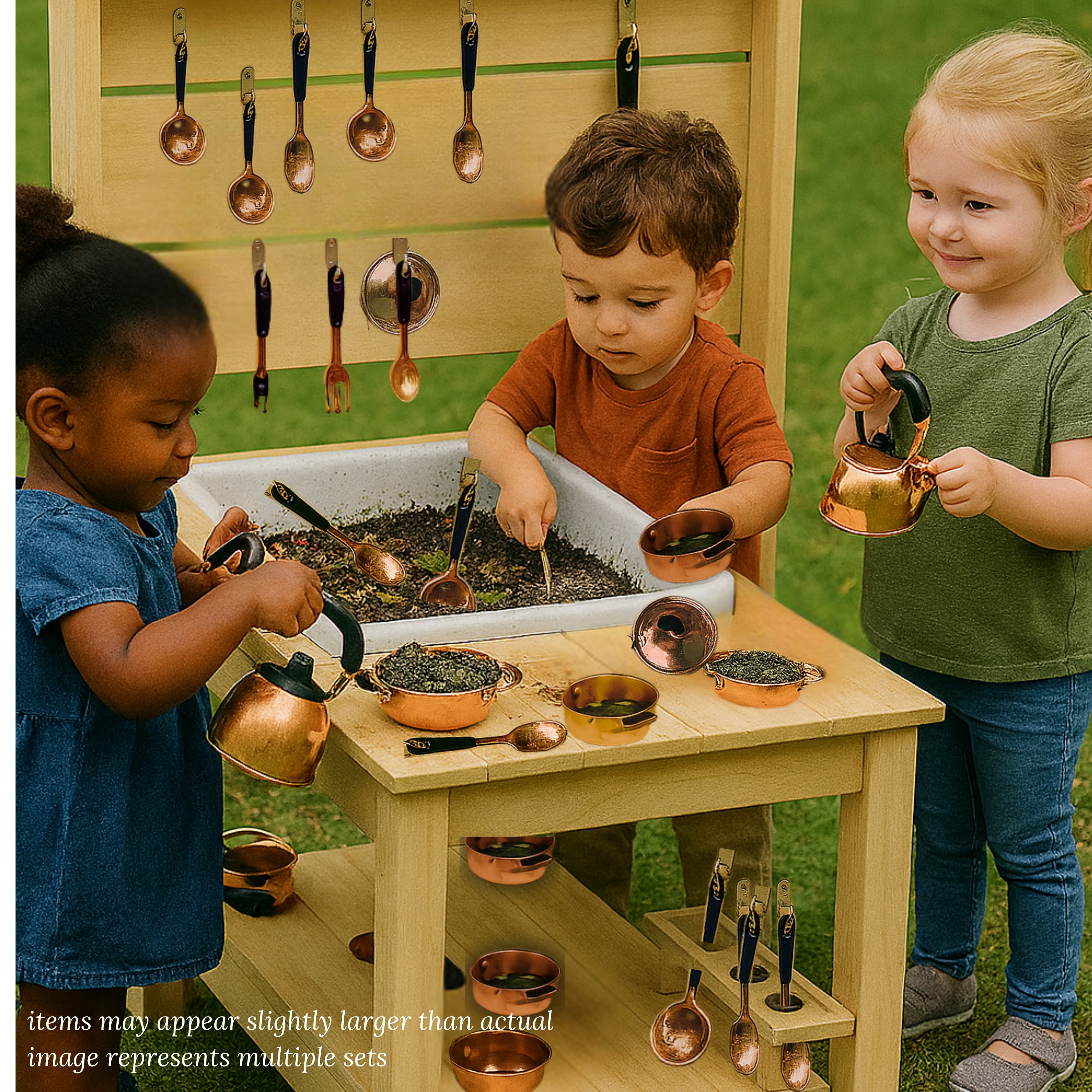 13-Piece Kids' Copper Kitchen Play Set | Realistic Pretend Play Cookware
