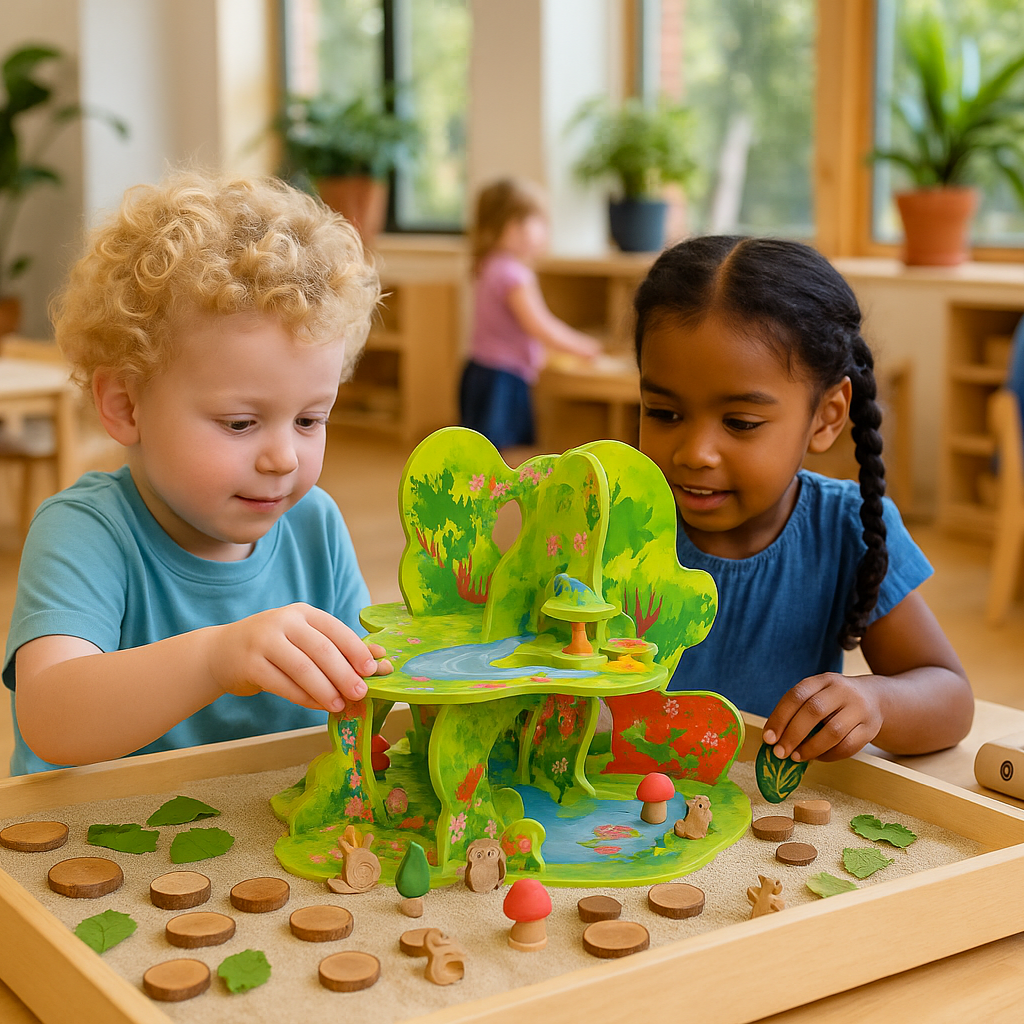 Wooden Small World Forest 3D Playscape – A Whimsical Setting for Preschool Storytelling and Exploration