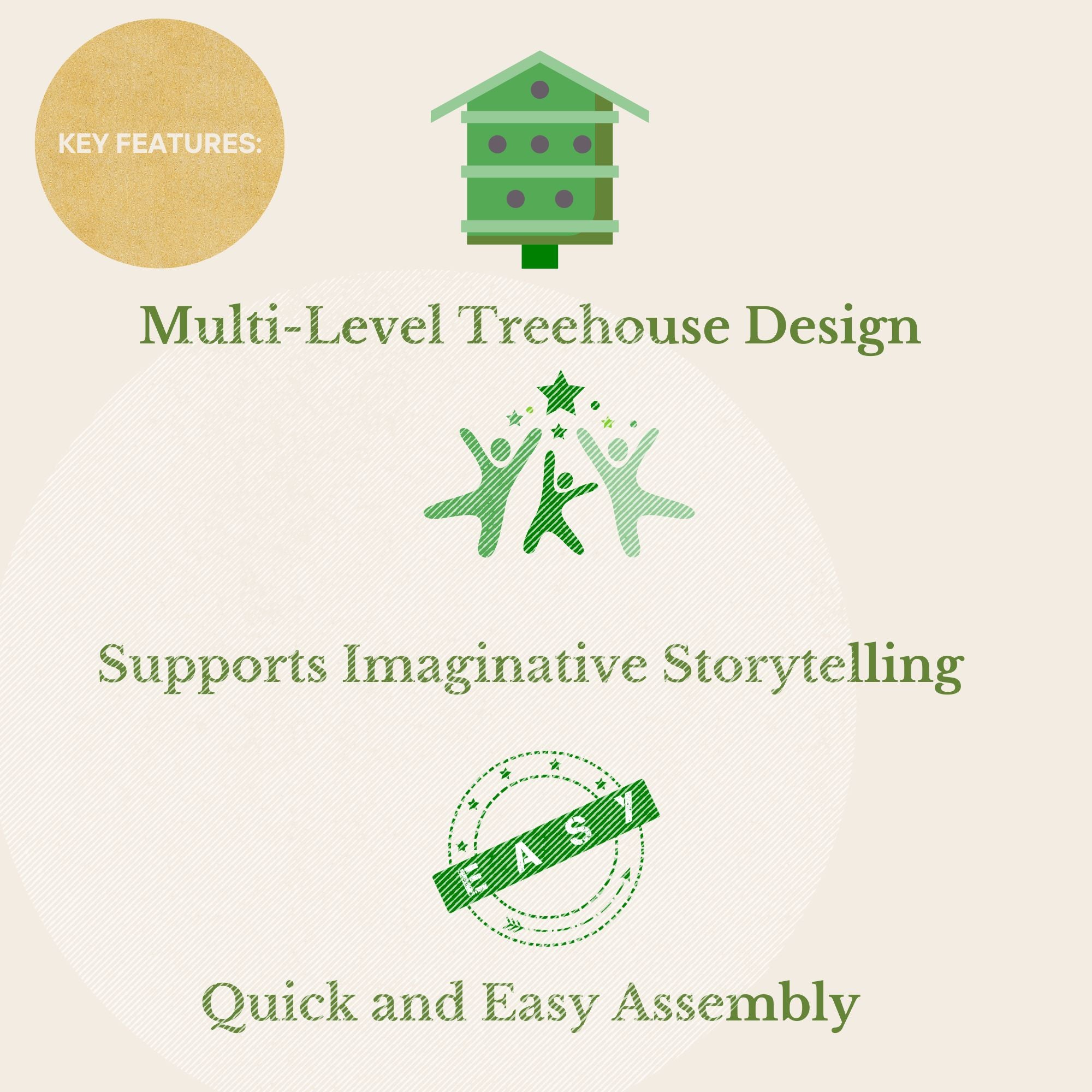 Woodland Treehouse Playset| Multi-Level with Steps & Swing
