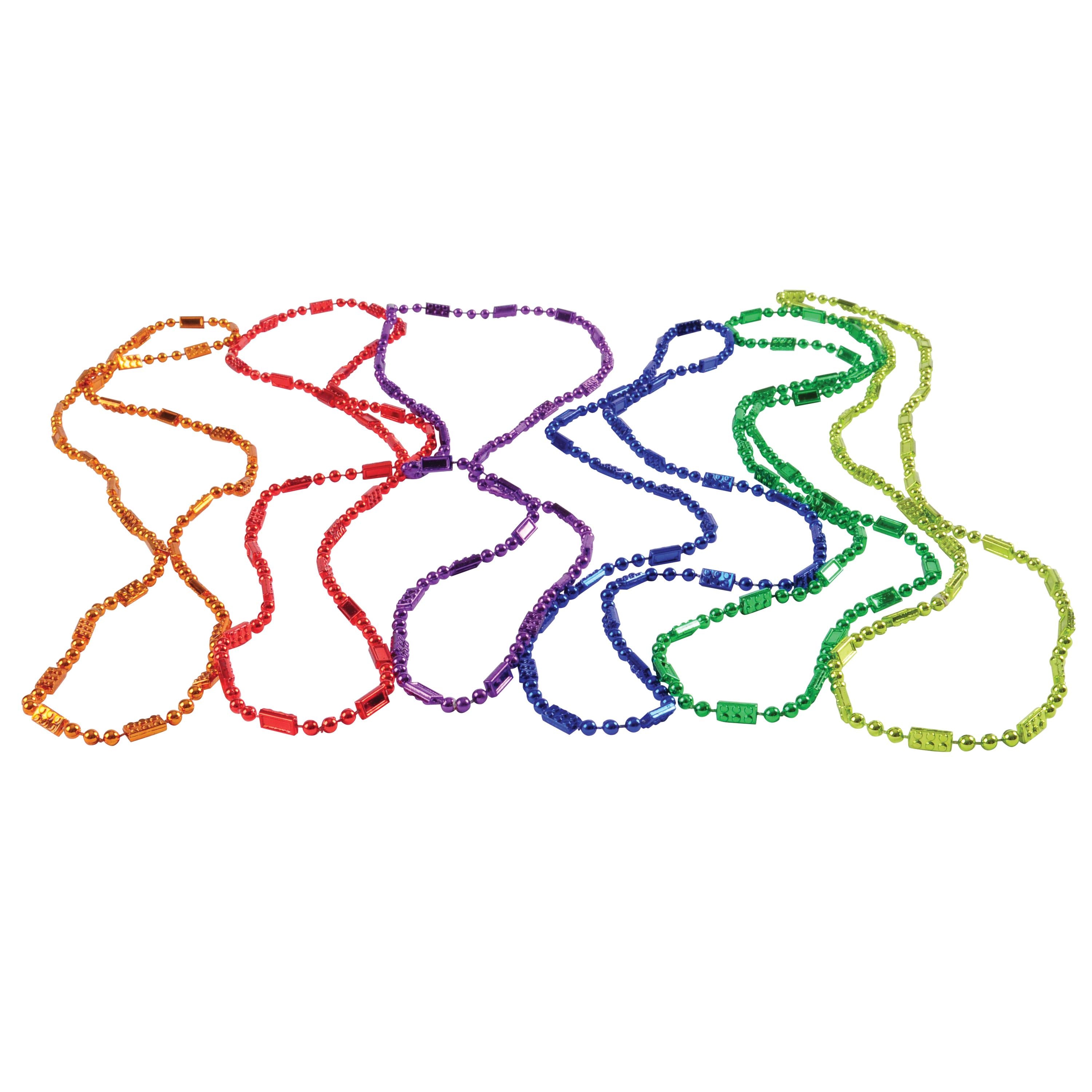Set of colorful beaded necklaces on a white background