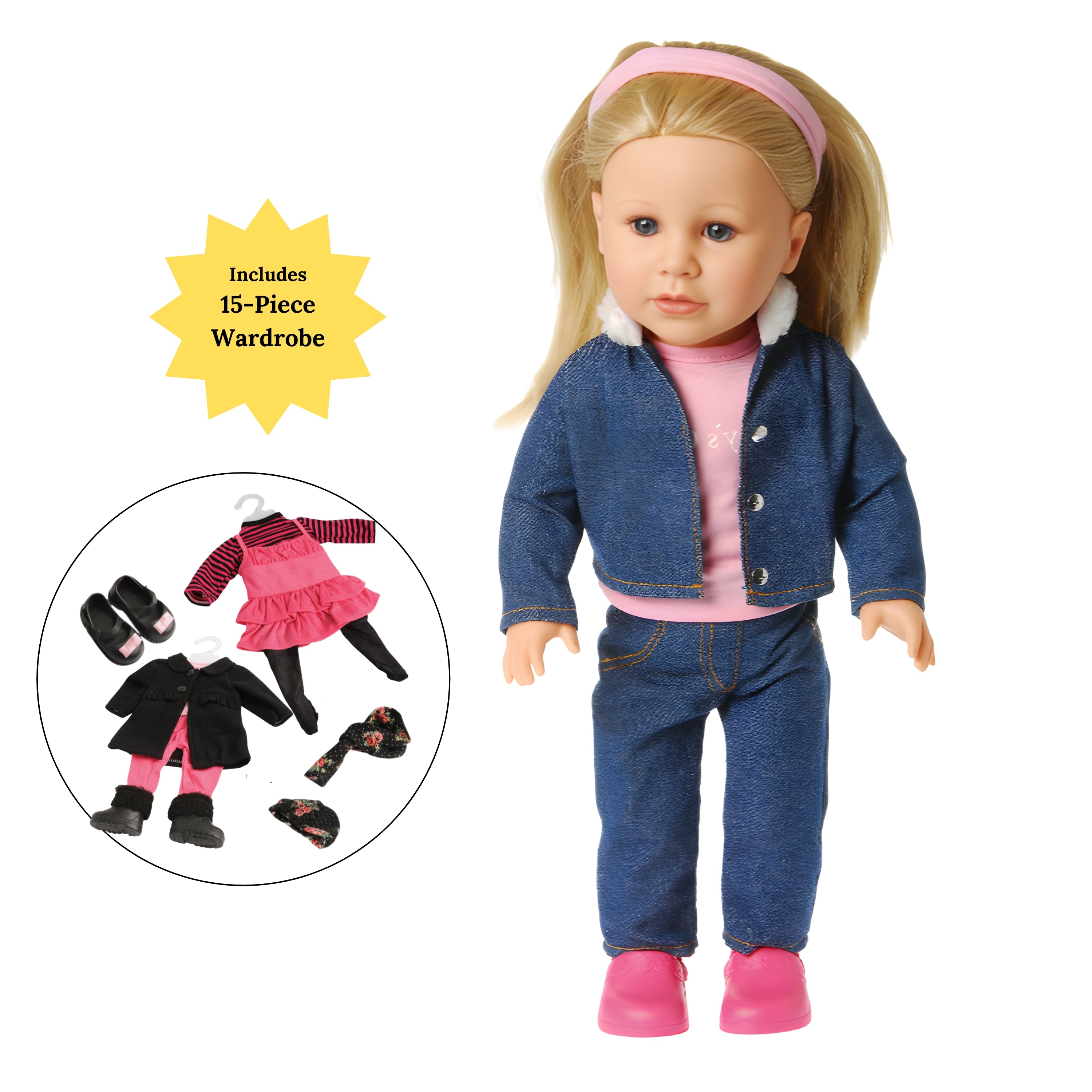Today's Girl Emma 18" Doll Combo Set with 15-Piece Wardrobe