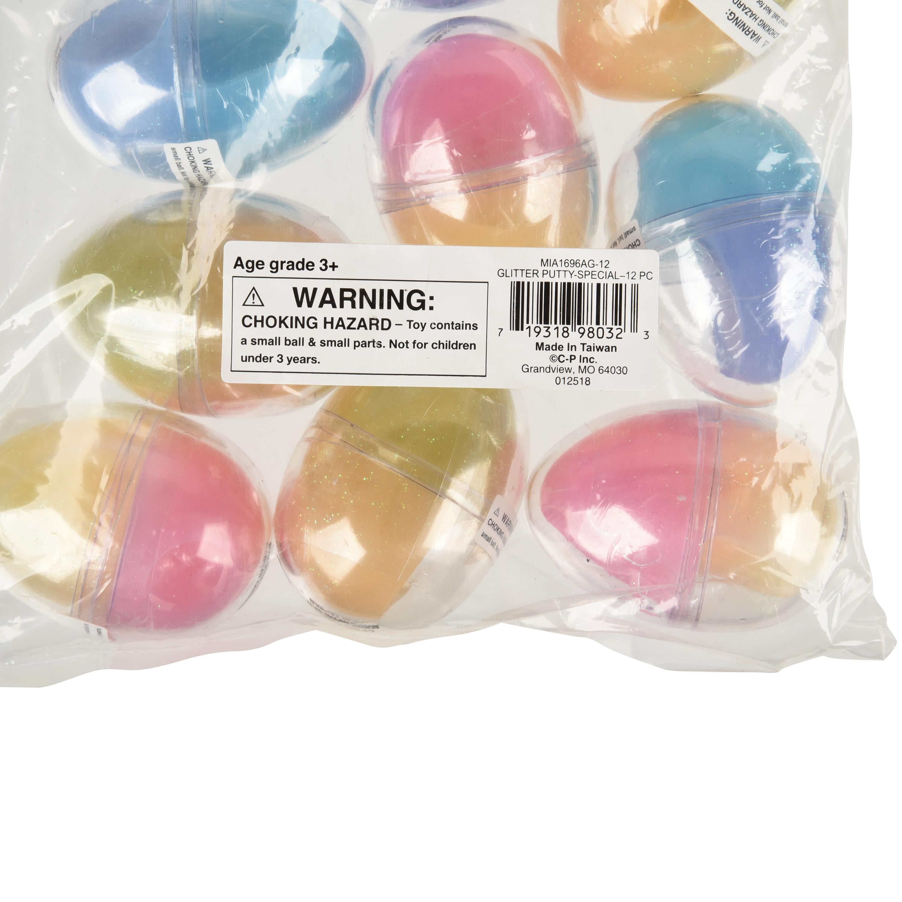 Assorted Color Glitter Putty in Egg-Shaped Container – 2.5"