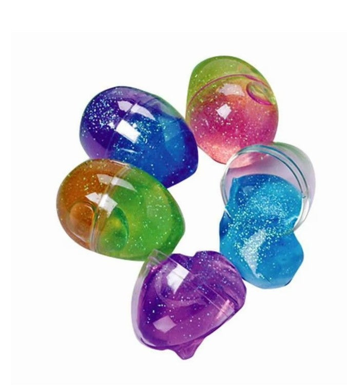 Assorted Color Glitter Putty in Egg-Shaped Container – 2.5"