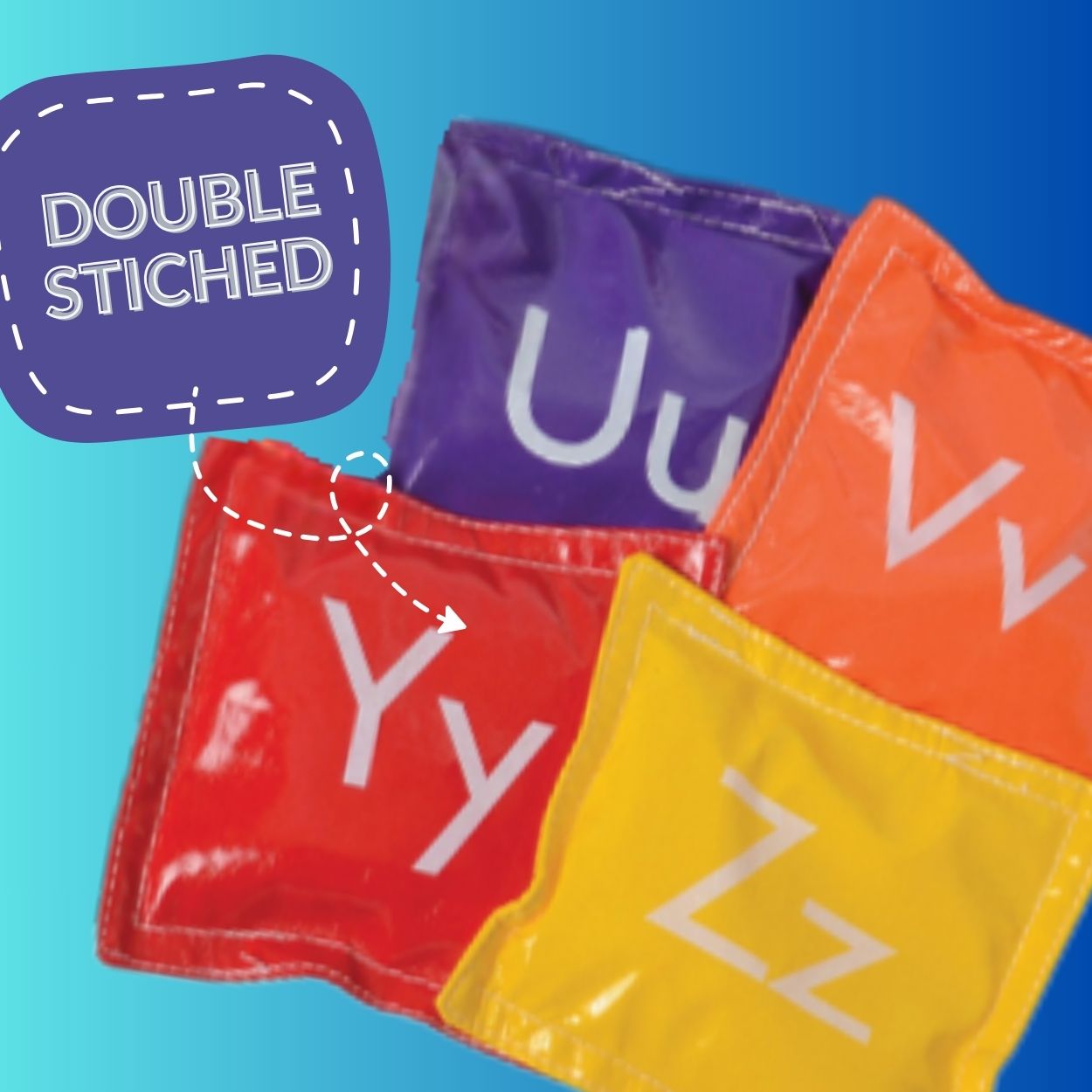 Double Stiched Alphabet Bean Bags Info Graph