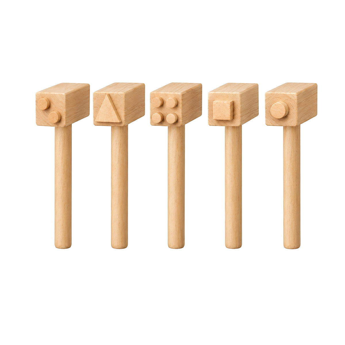 Montessori Wooden Clay Texture Hammers – Set of 5 with 10 Patterns