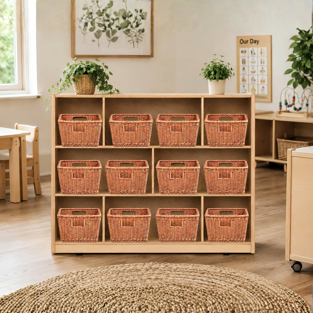 Natural Birch Storage & Basket Organization Center