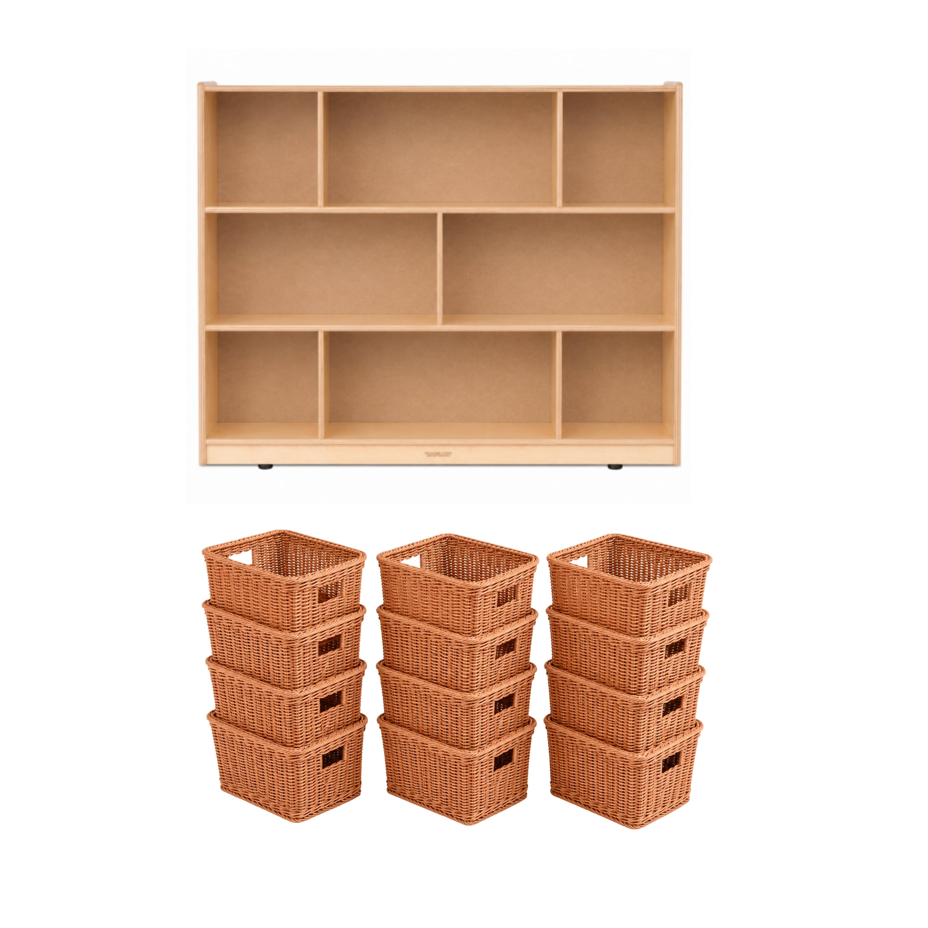 Natural Birch Storage & Basket Organization Center