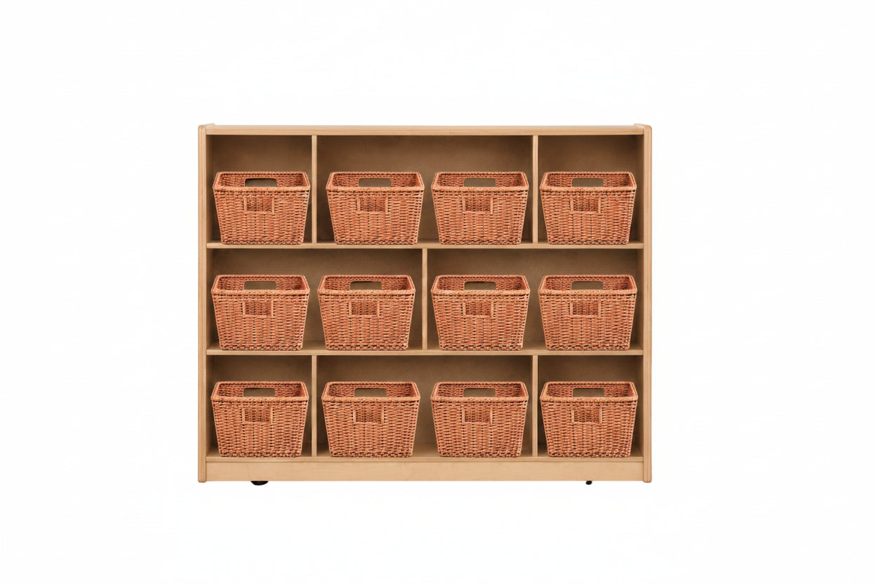 Natural Birch Storage & Basket Organization Center