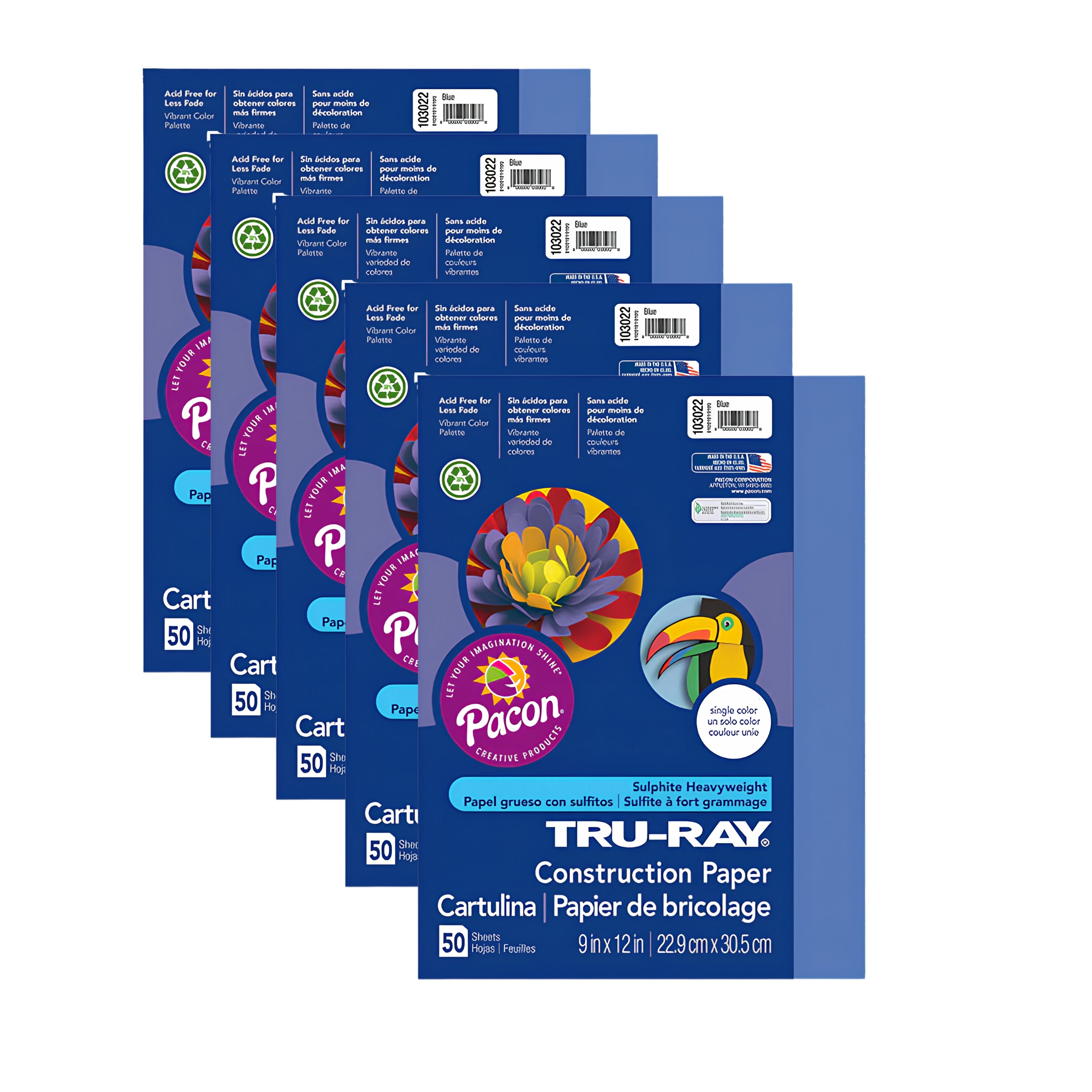 Tru-Ray Heavyweight Construction Paper - 250 Sheets - Blue - 9" x 12"