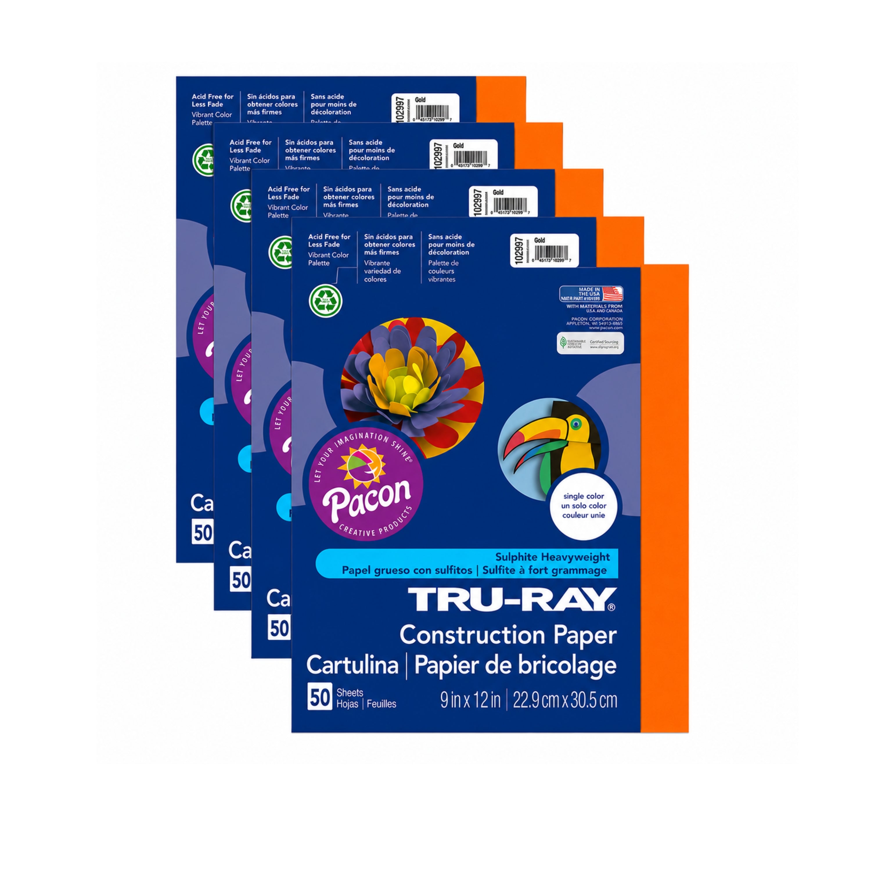 Tru-Ray Heavyweight Construction Paper - 250 Sheets - Orange - 9" x 12"
