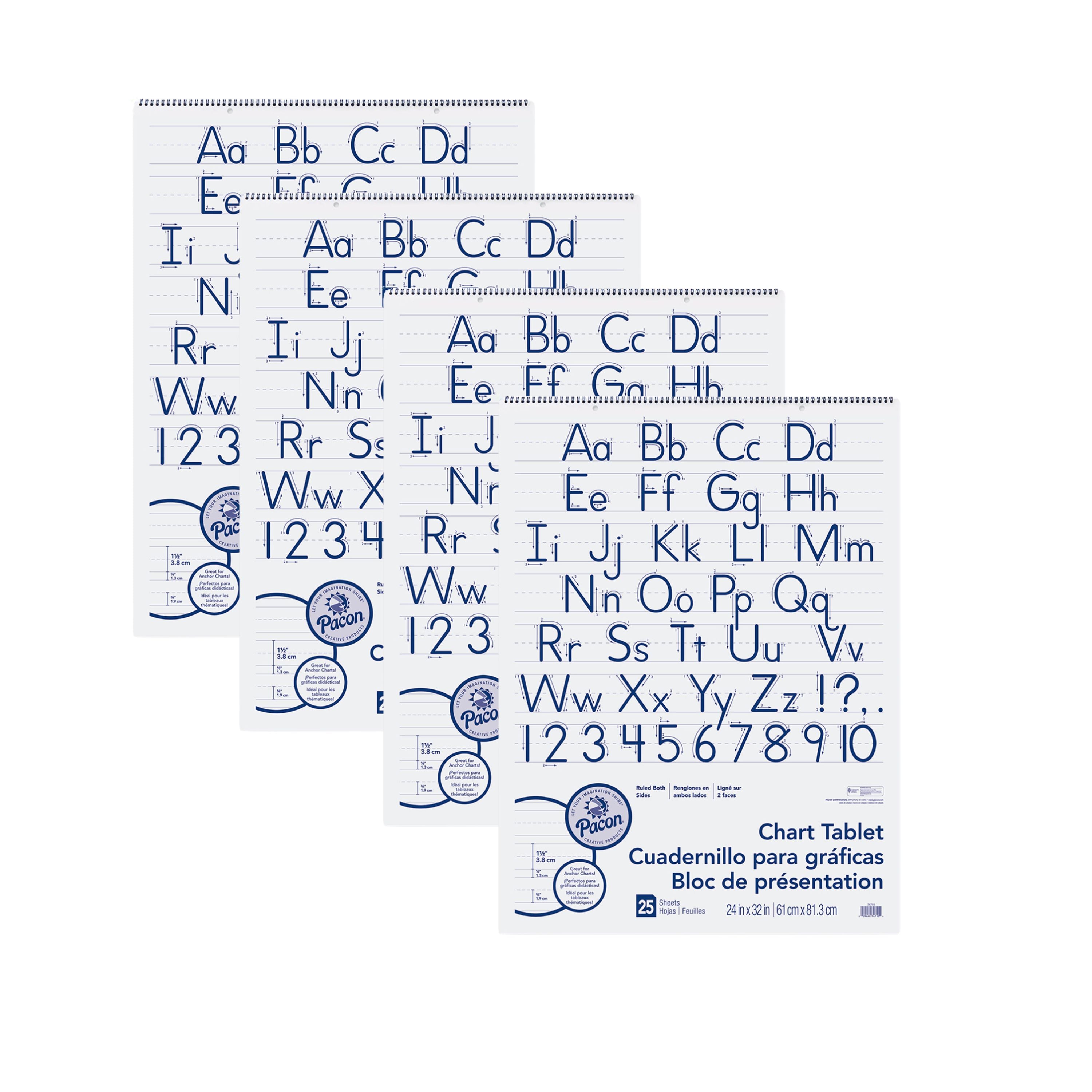 24" x 32" Lined Chart Paper Tablets - Set of 4
