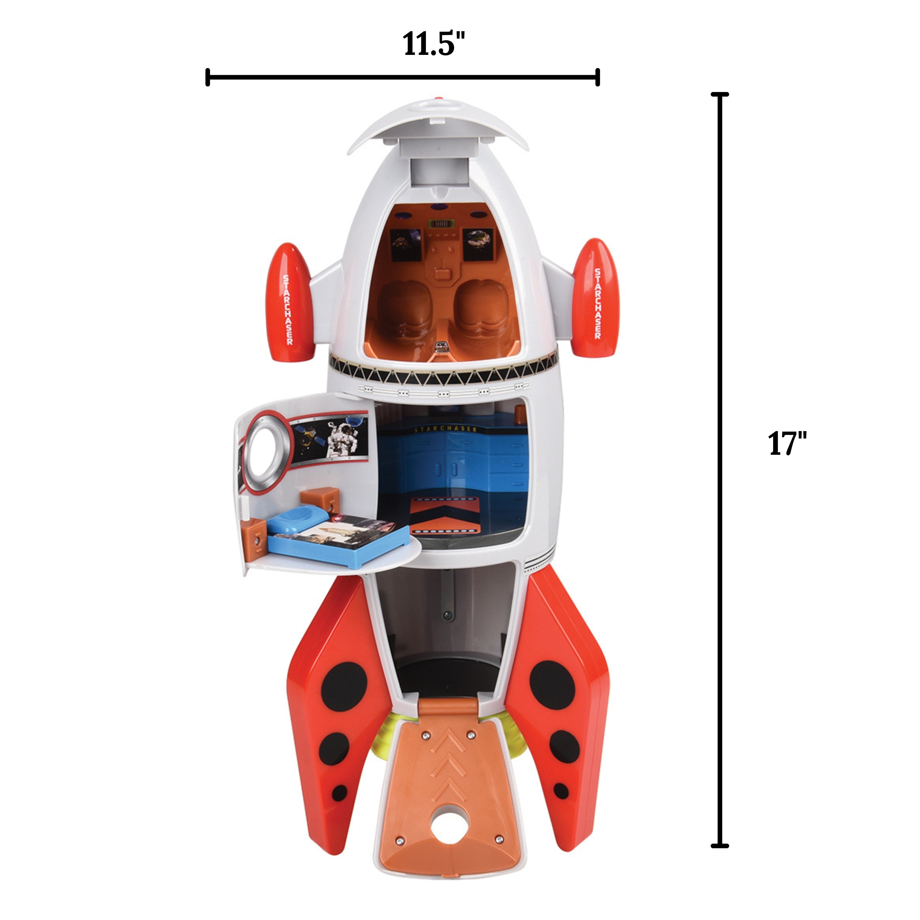 toy space rocket with dimensions