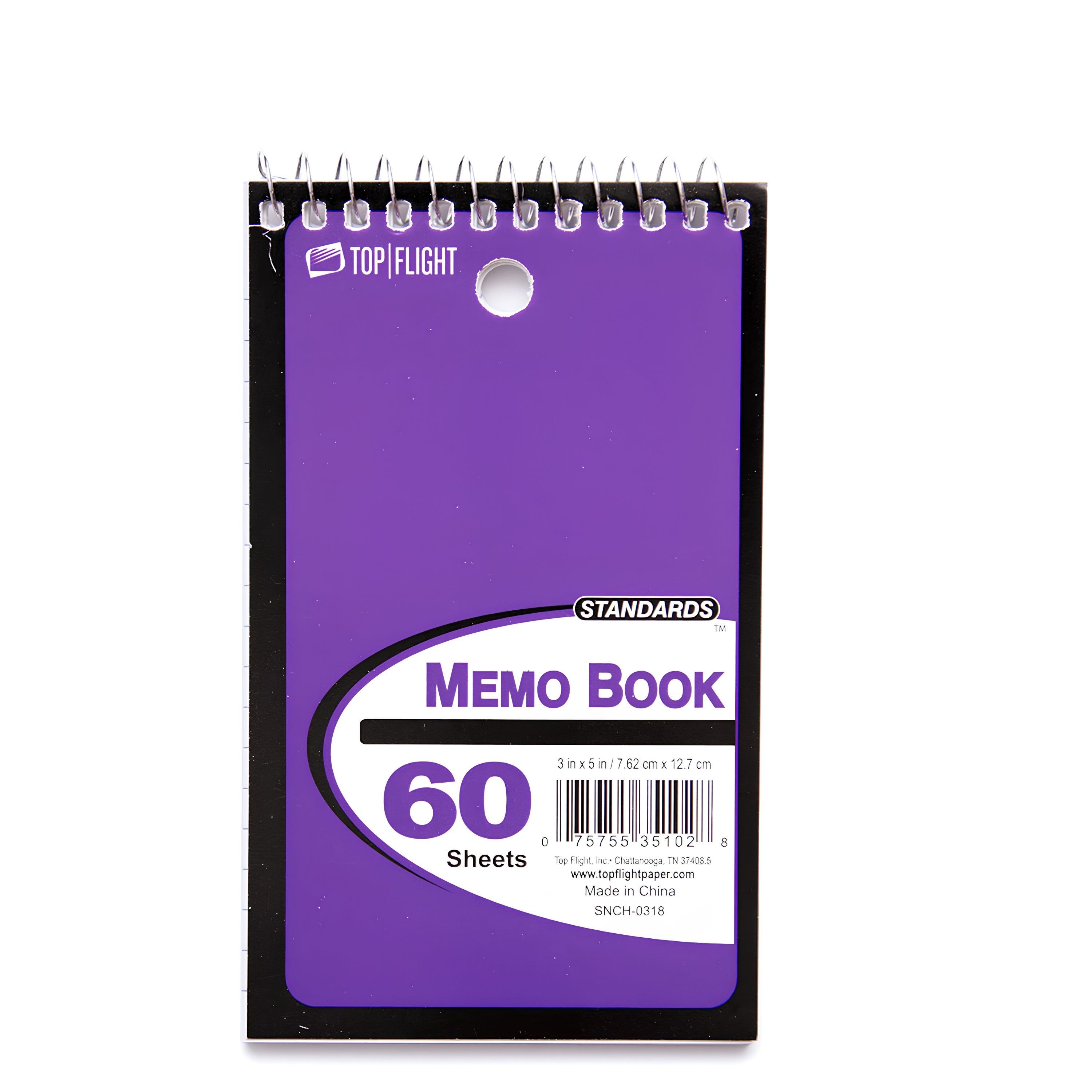 Memo Book, Top Wire, 3" x 5", Narrow Rule, 60 Sheets, Assorted Colors