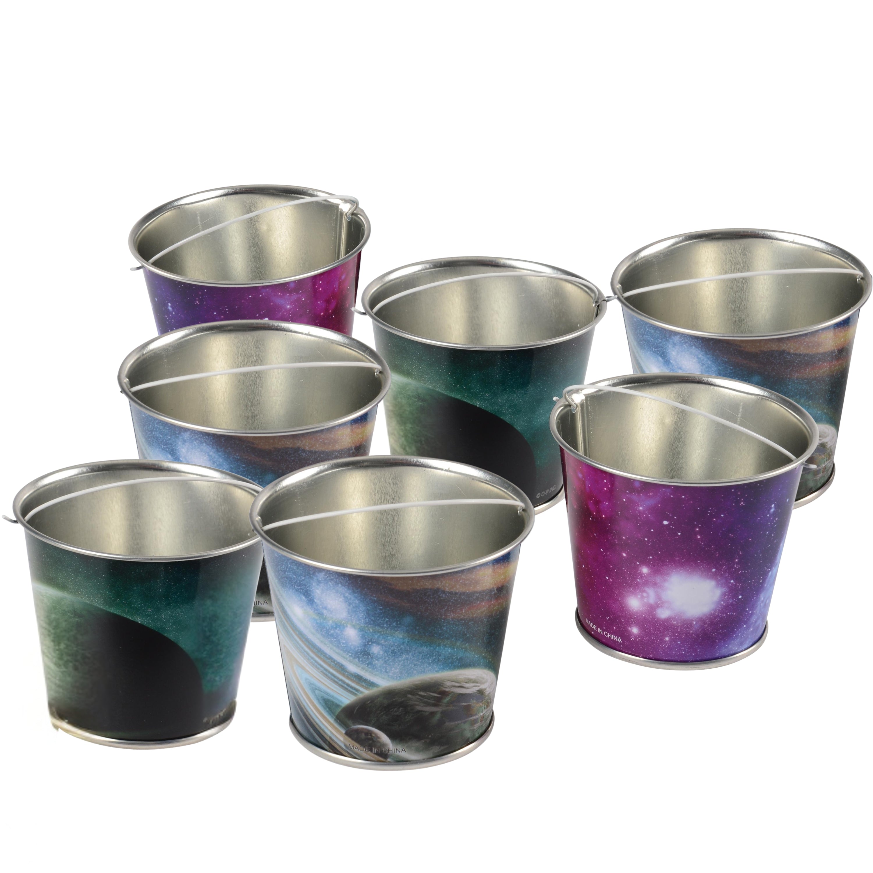 8" Space Metal Buckets – Set of 12