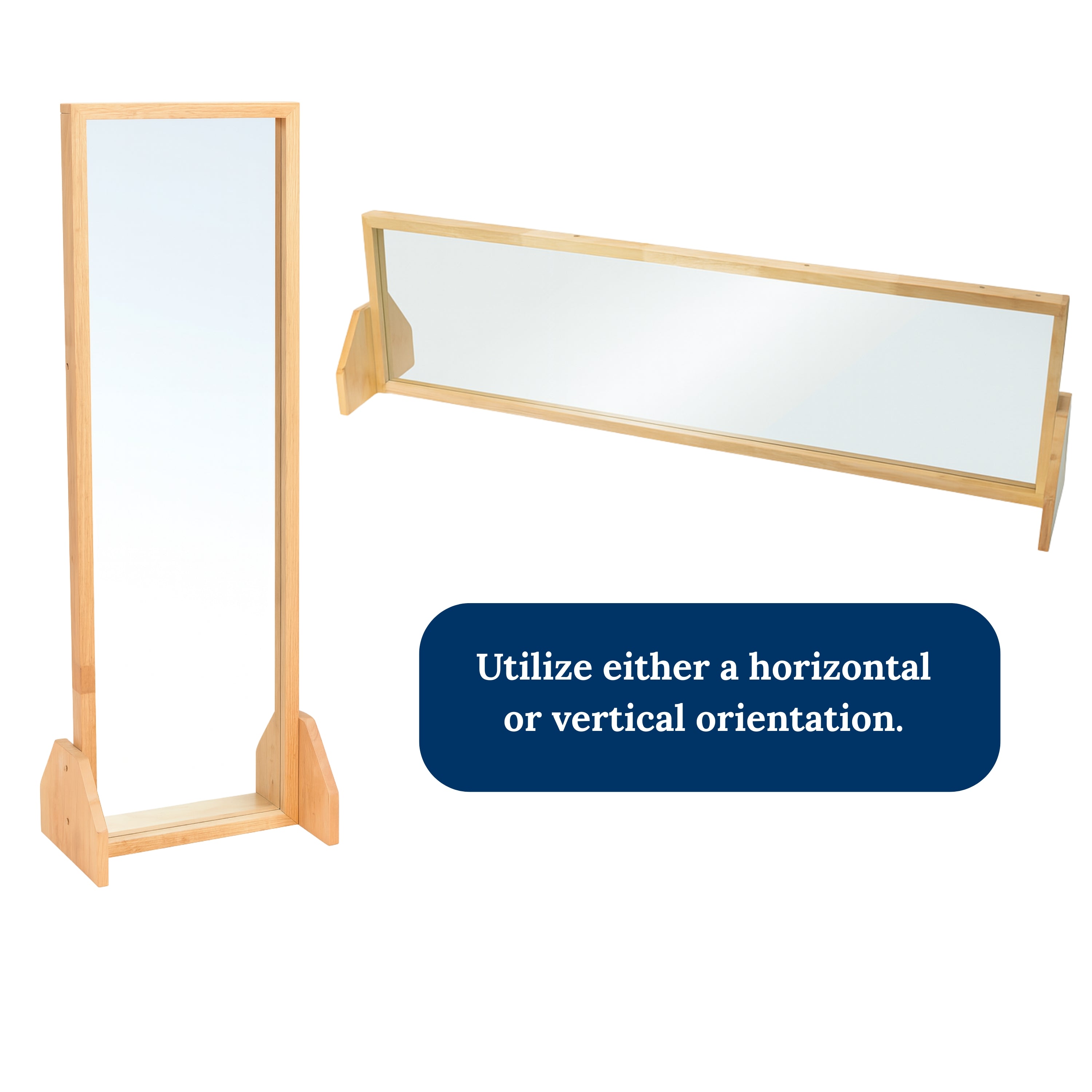 Distortion-Free Mirror - 4' x 13" Freestanding Acrylic Mirror with Wooden Frame