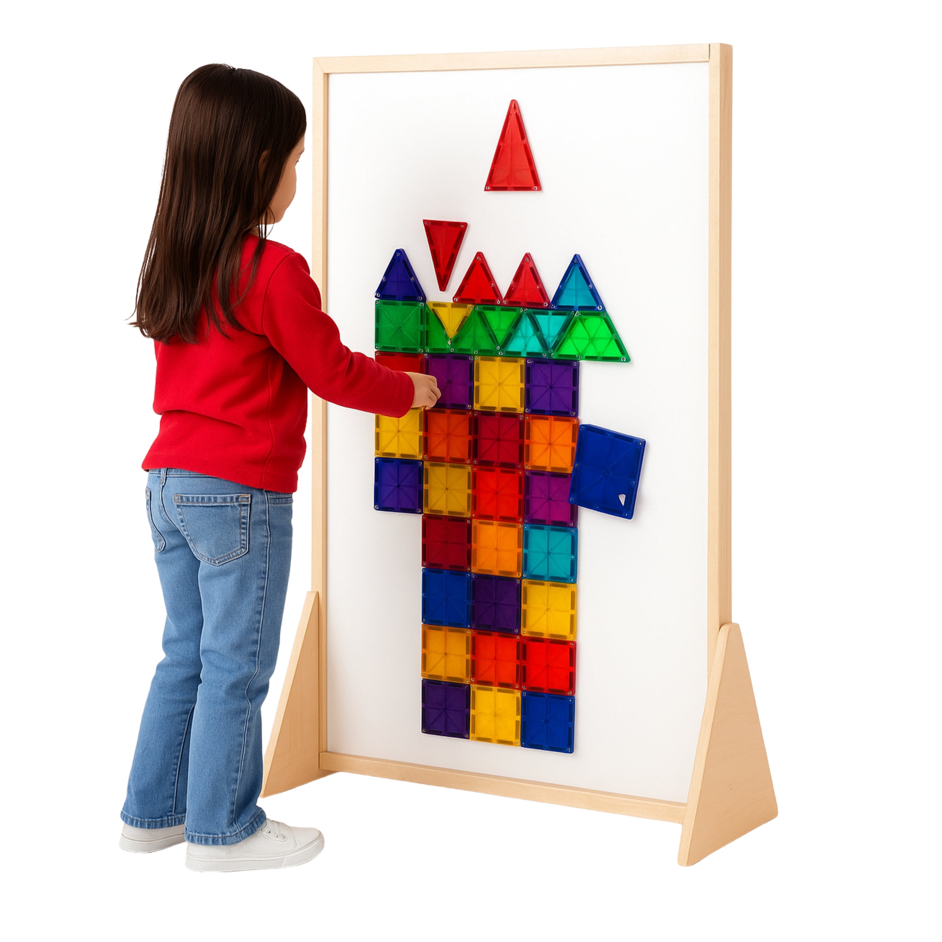 3-in-1 Magnetic STEM Easel | Double-Sided Dry-Erase & 3D Tile Building Surface