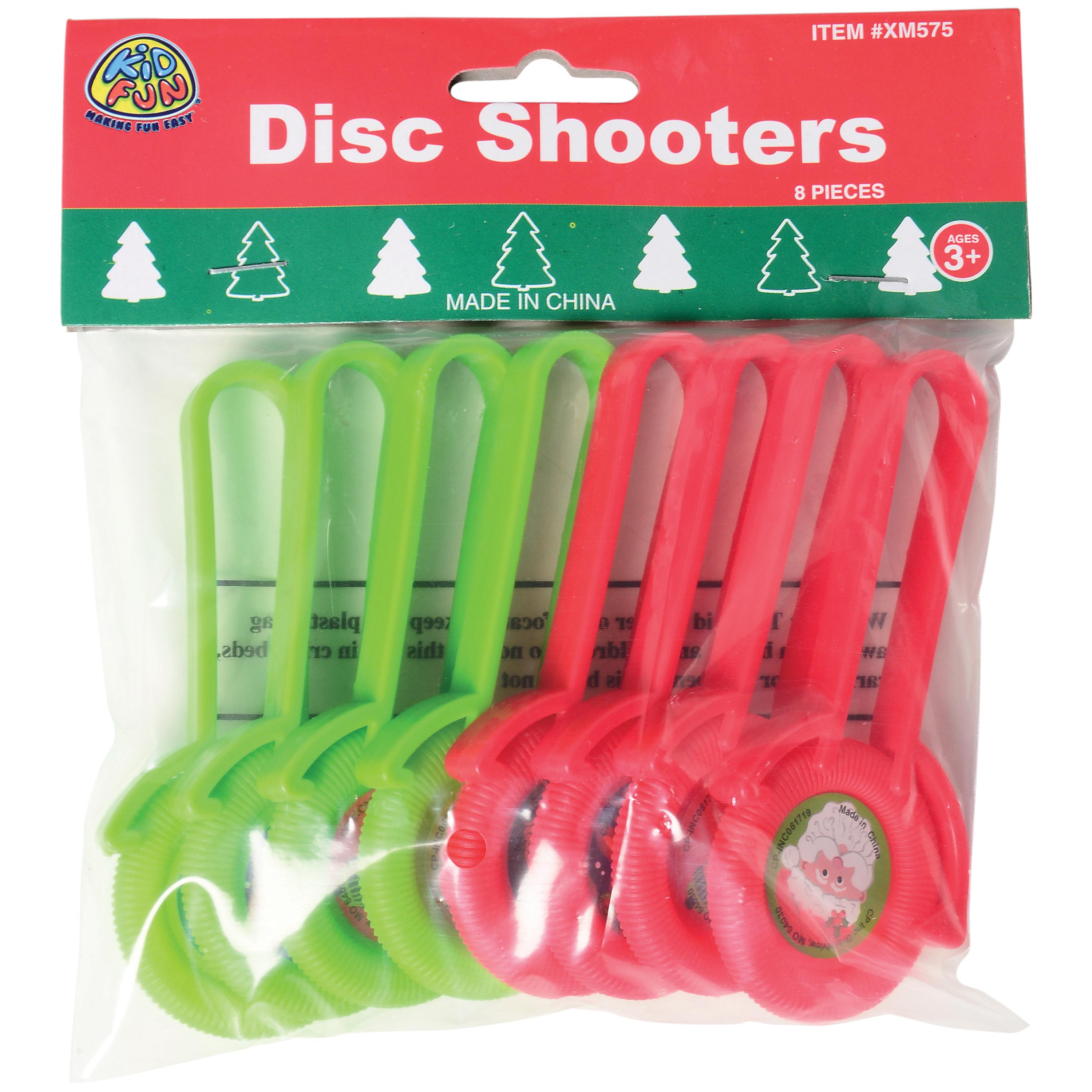 Christmas Disc Launchers – Holiday Flying Discs, 8-Pack Classroom Party Toys