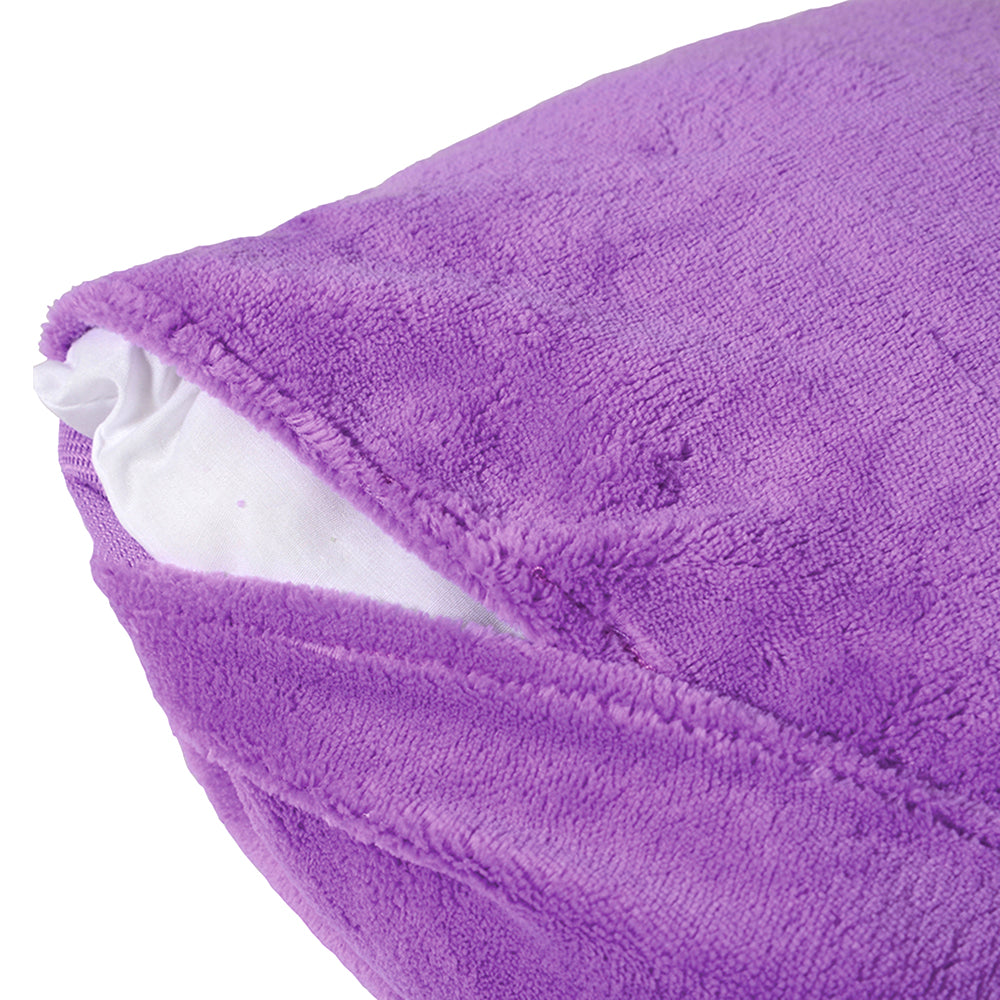 Close-up of White Pillow Covered By Purple Cover