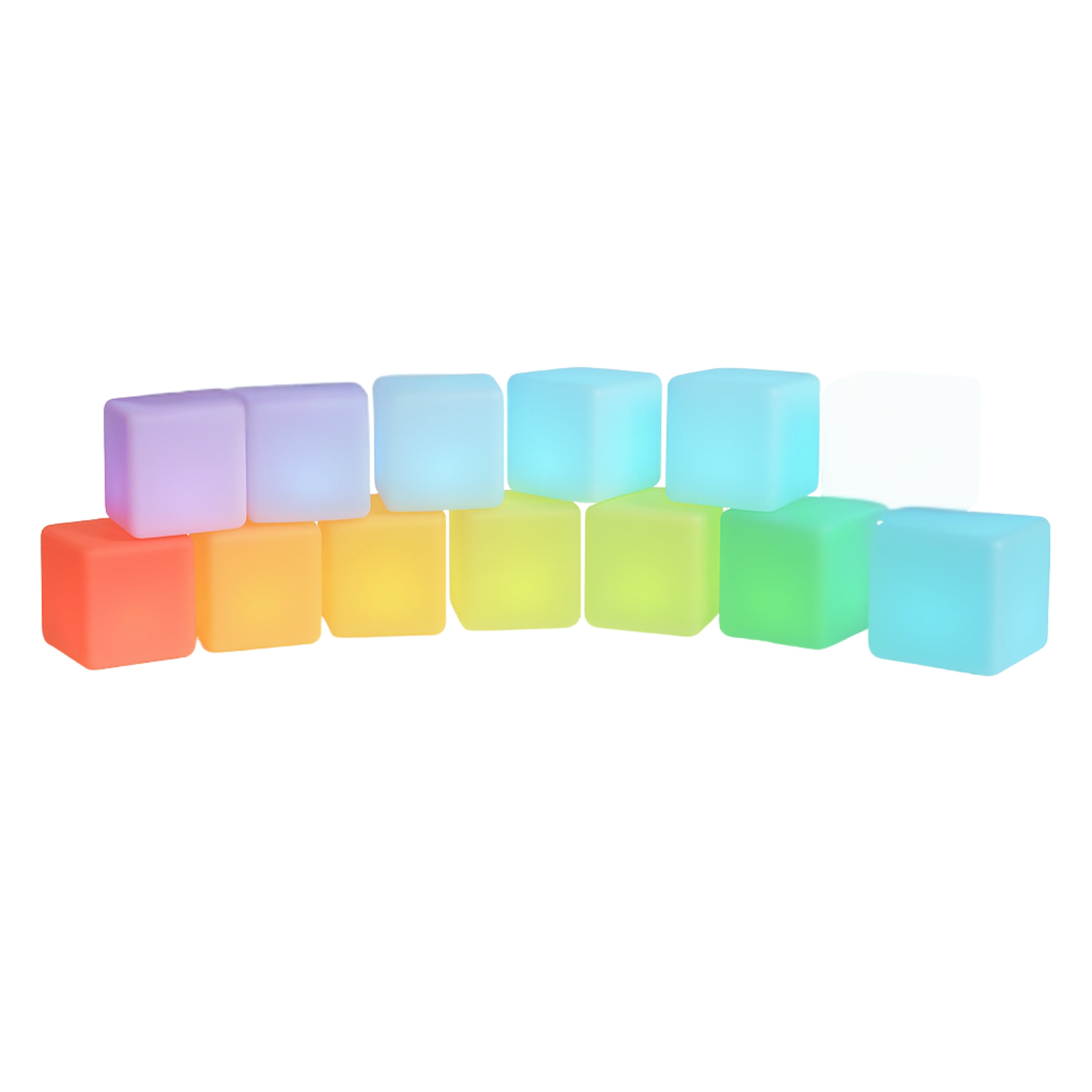 Set of colorful light-up blocks on a white background